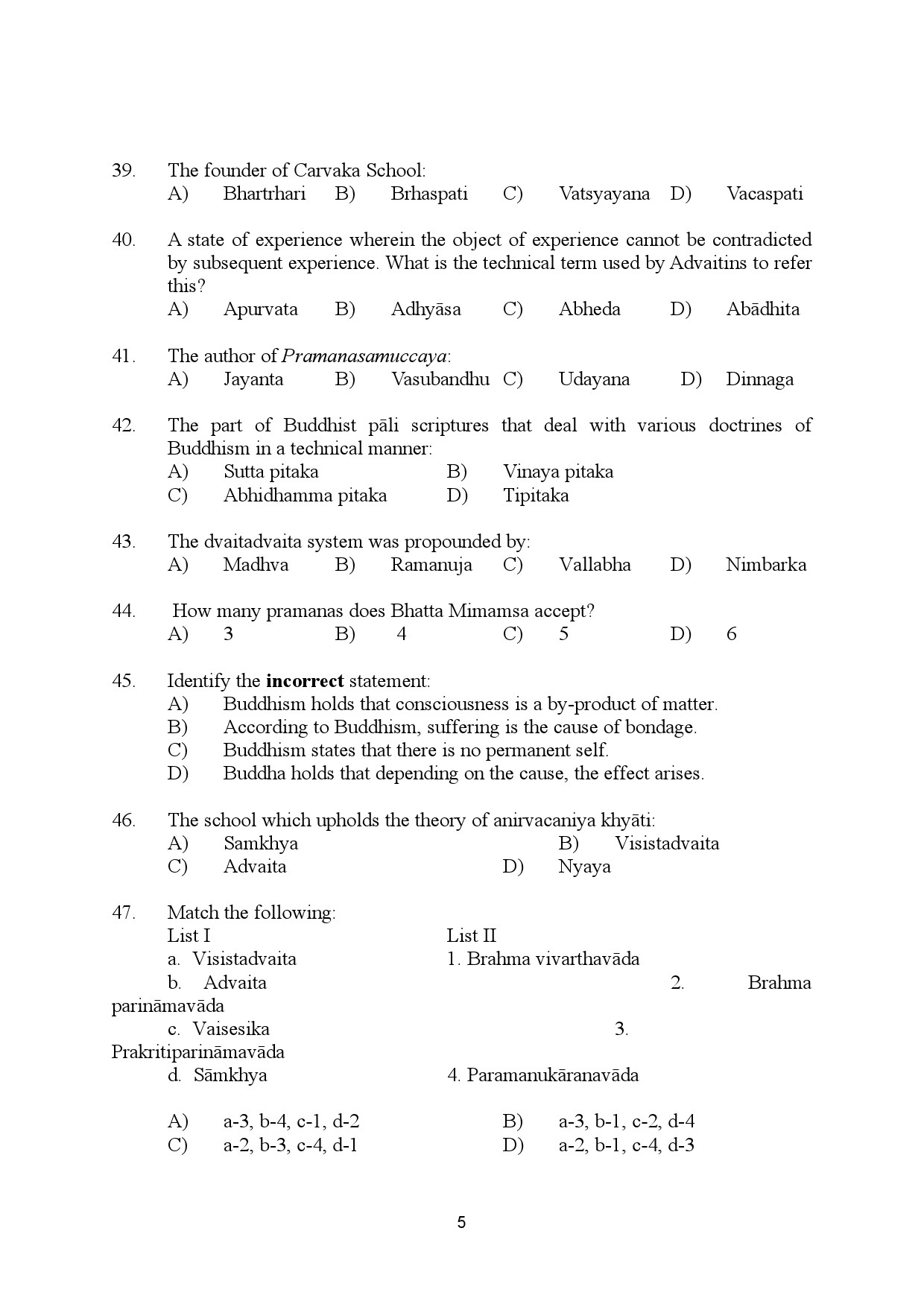 Kerala SET Philosophy Exam Question Paper July 2024 5