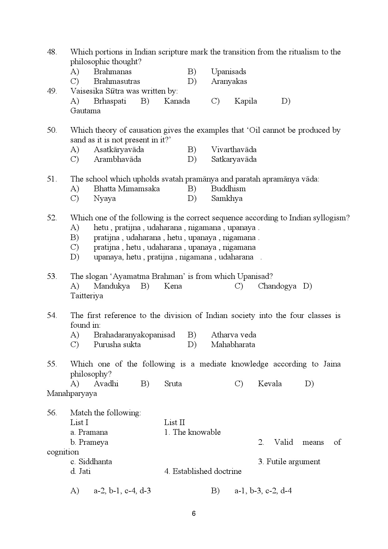 Kerala SET Philosophy Exam Question Paper July 2024 6