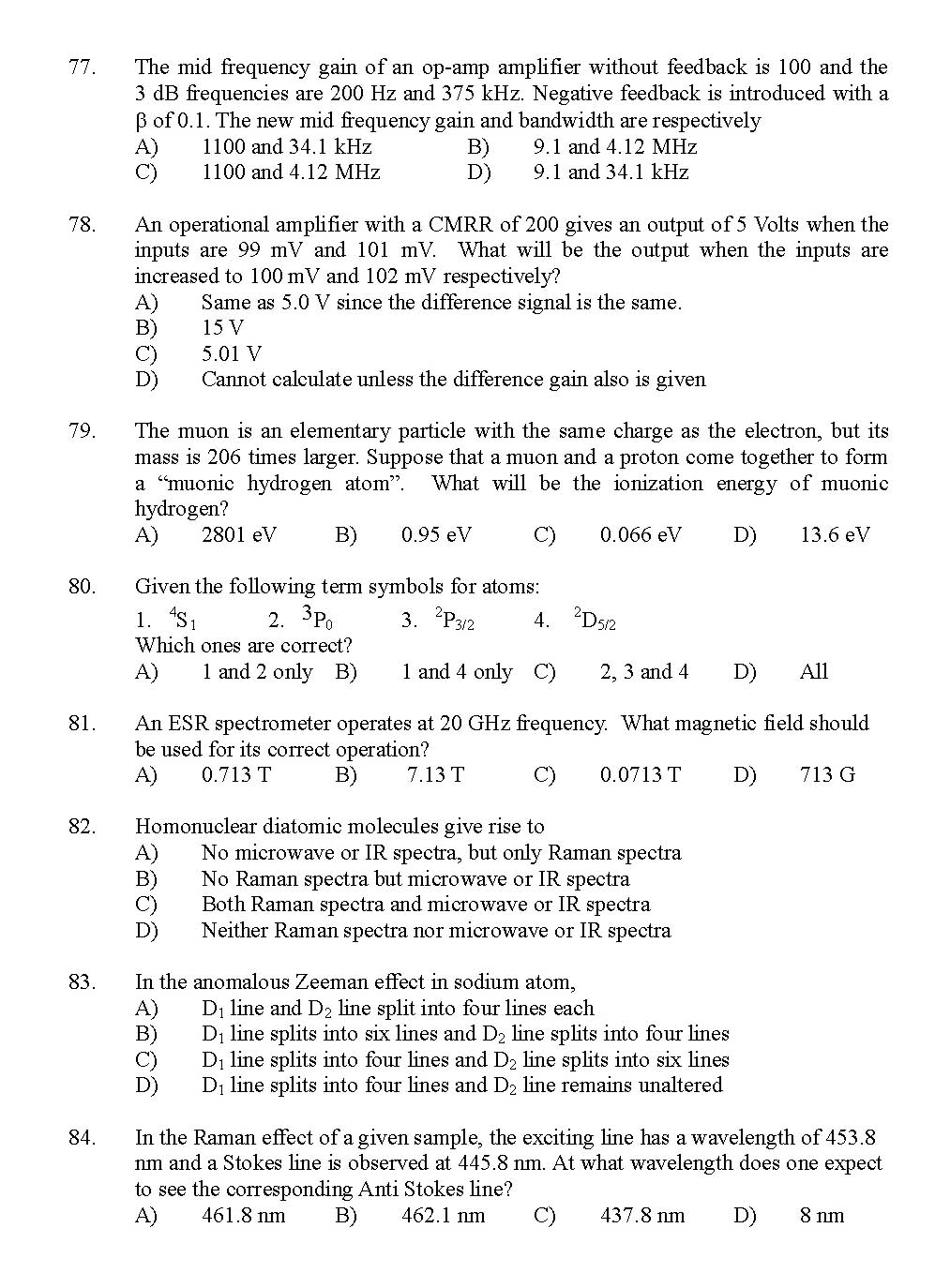 Kerala SET Physics Exam 2011 Question Code 91124 11