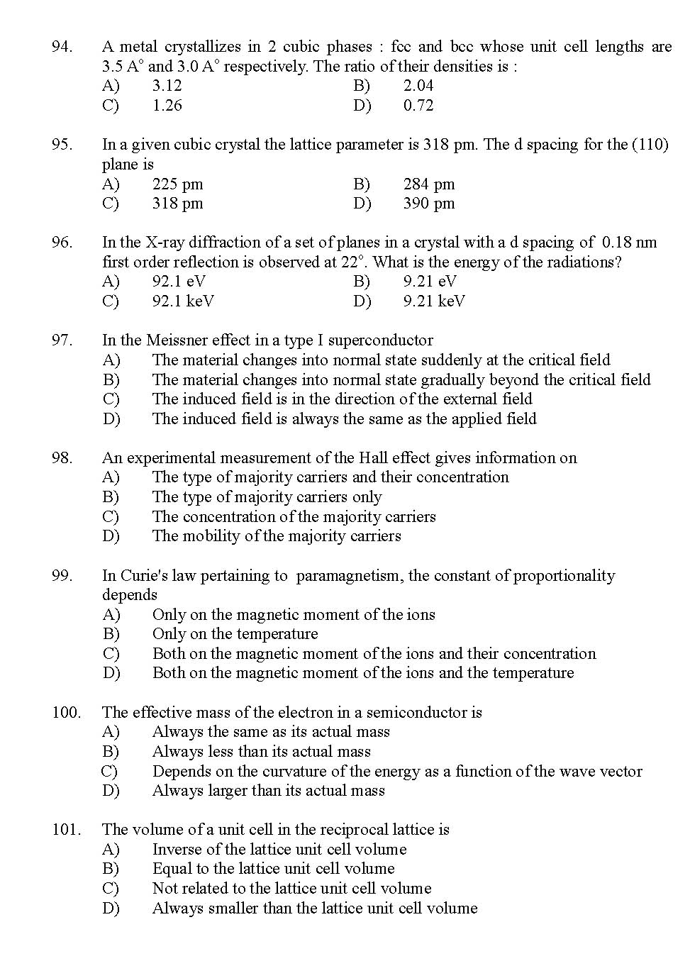 Kerala SET Physics Exam 2011 Question Code 91124 13