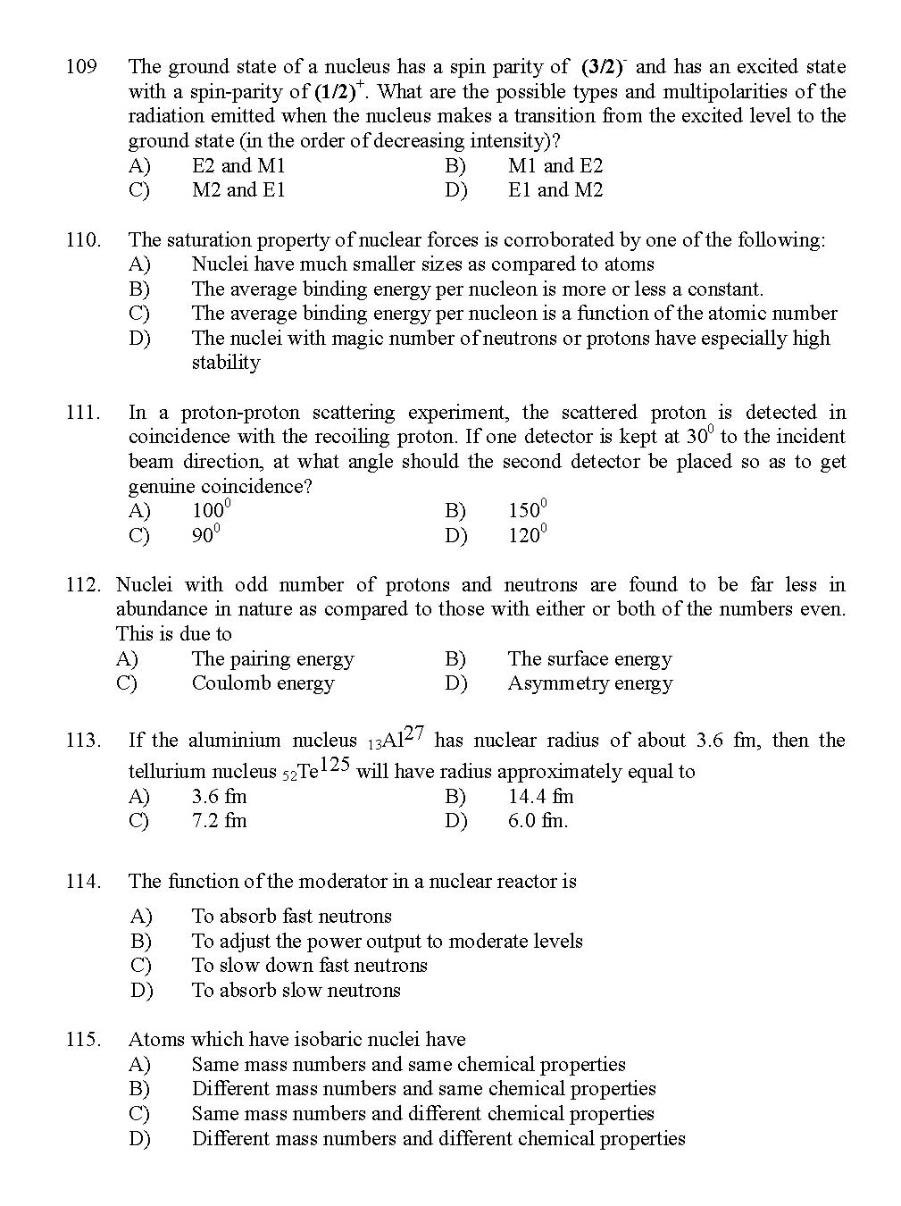Kerala SET Physics Exam 2011 Question Code 91124 15