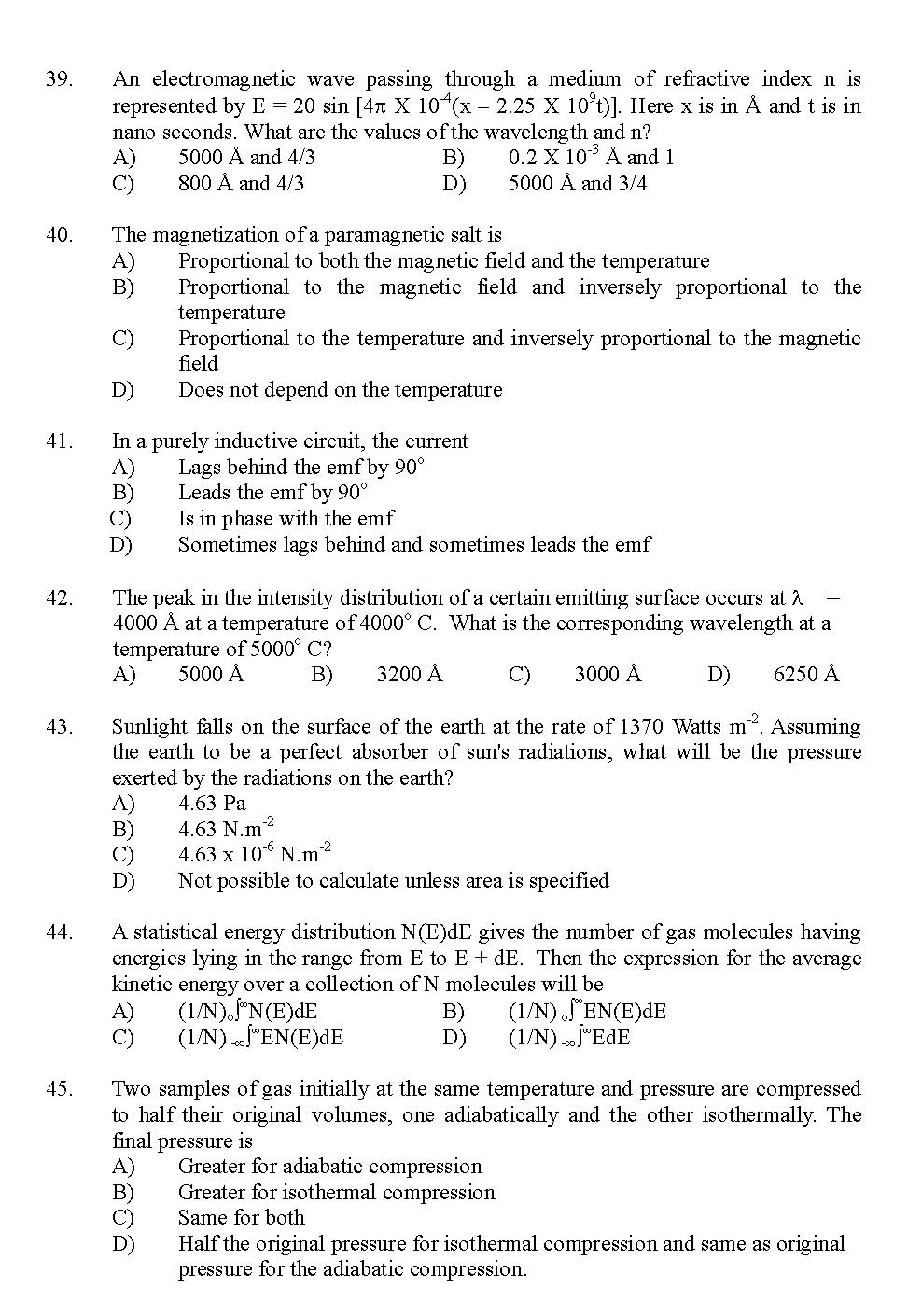Kerala SET Physics Exam 2011 Question Code 91124 6