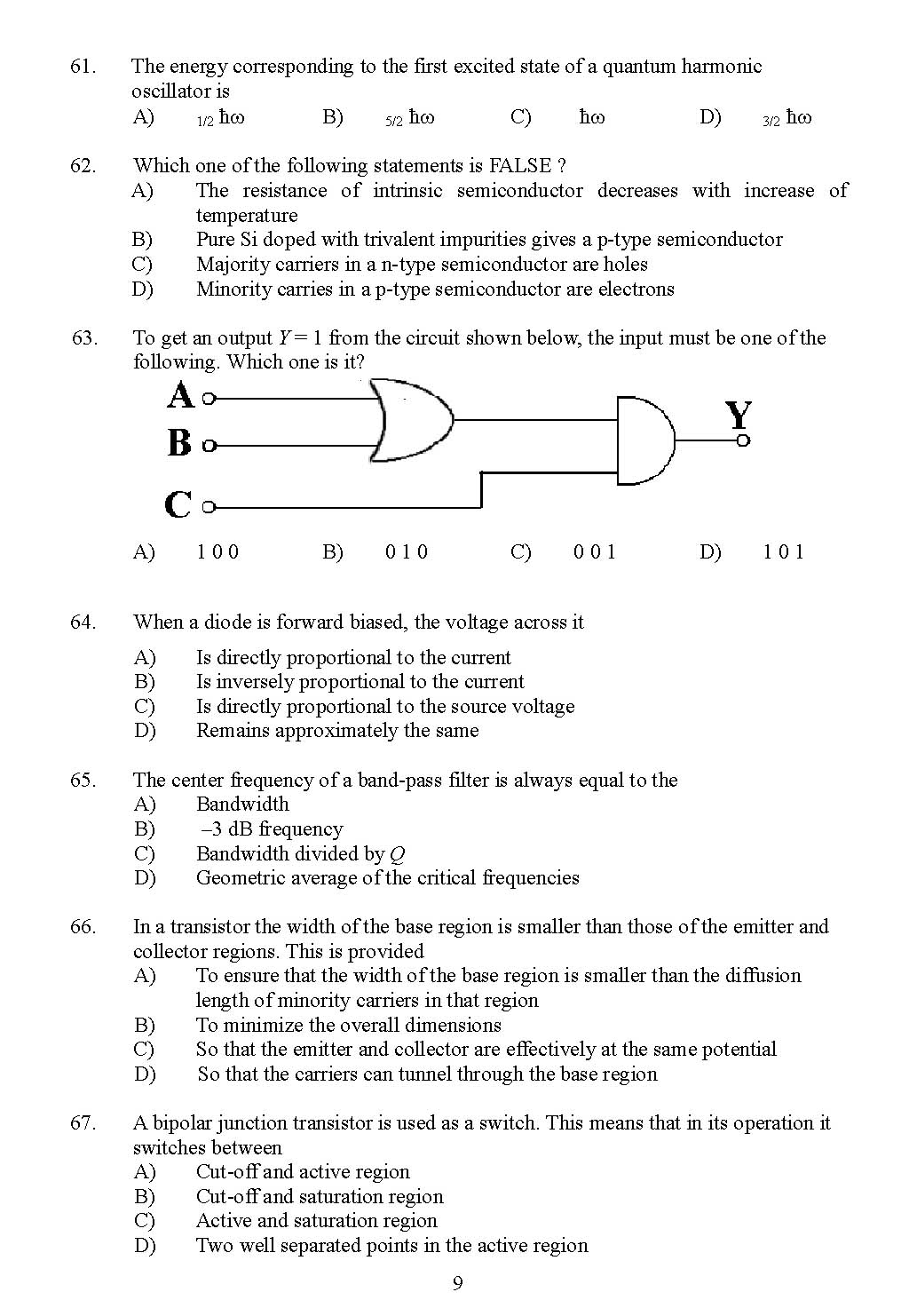 Kerala SET Physics Exam 2011 Question Code 91124 9