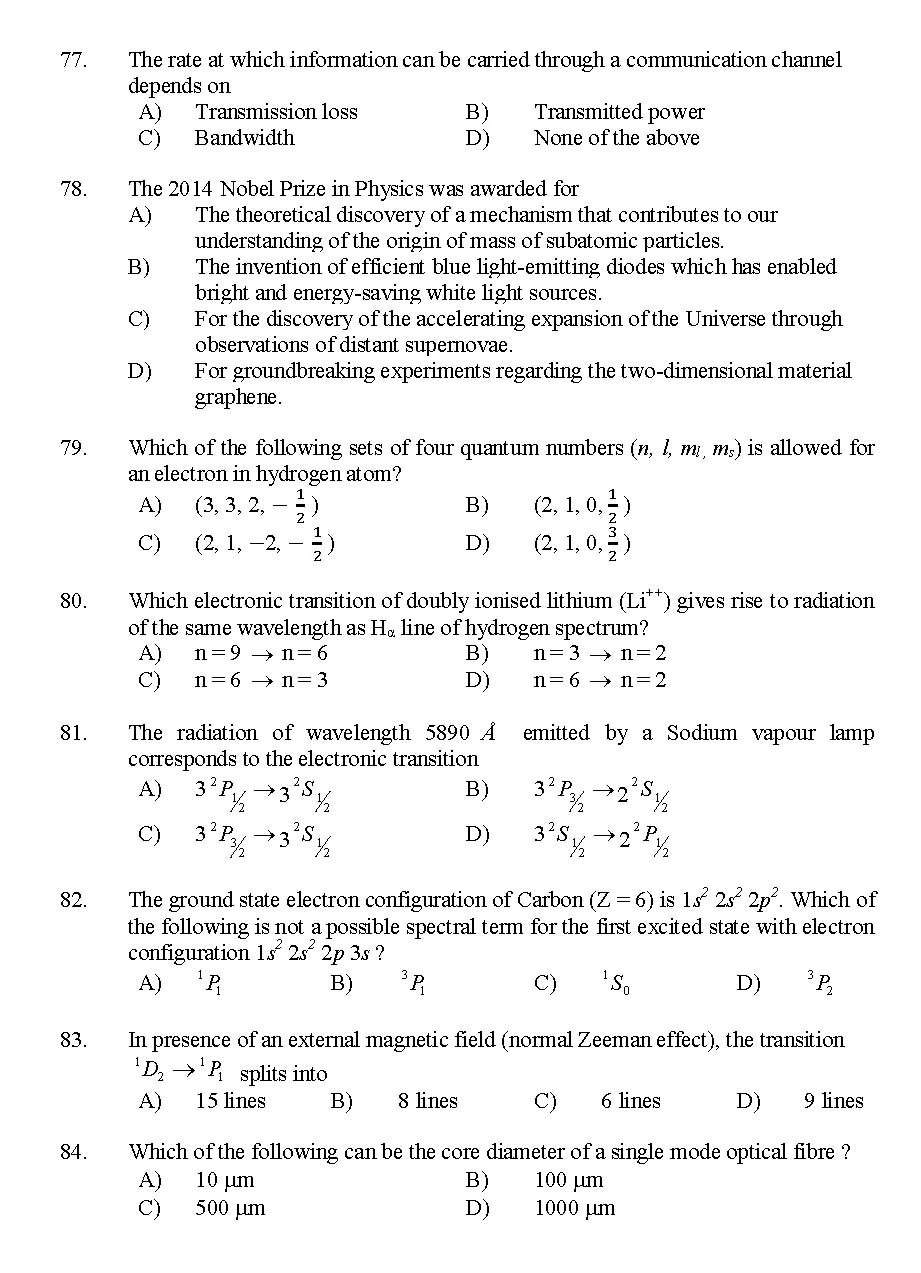 Kerala SET Physics Exam 2015 Question Code 15624 11