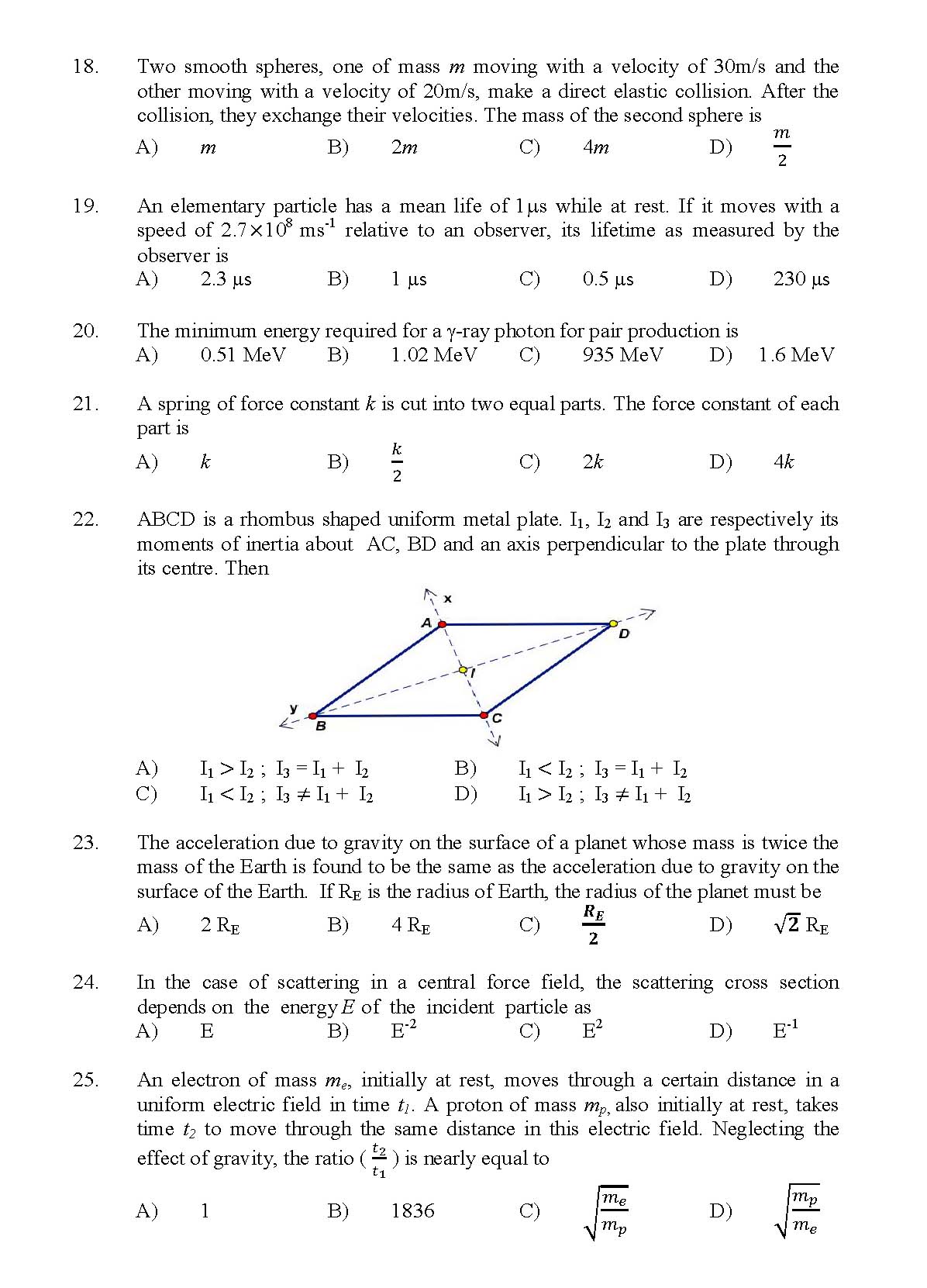 Kerala SET Physics Exam 2015 Question Code 15624 3