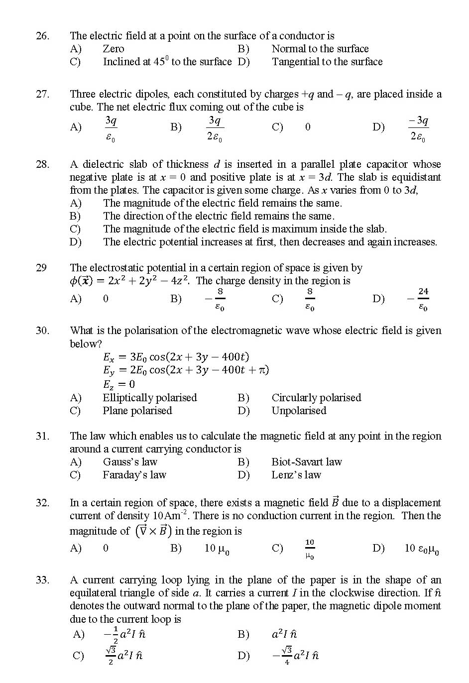 Kerala SET Physics Exam 2015 Question Code 15624 4