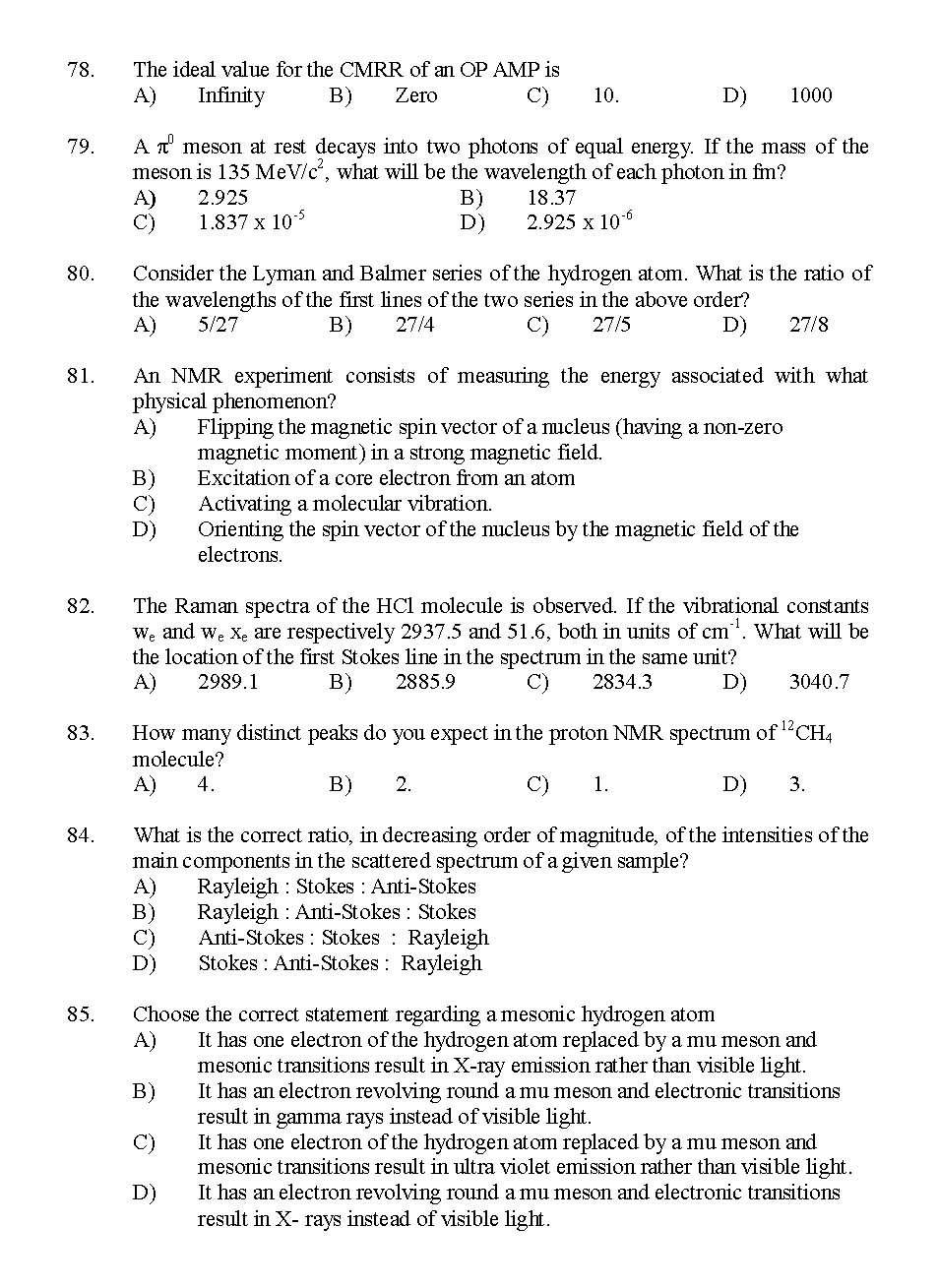 Kerala SET Physics Exam 2016 Question Code 16124 A 12