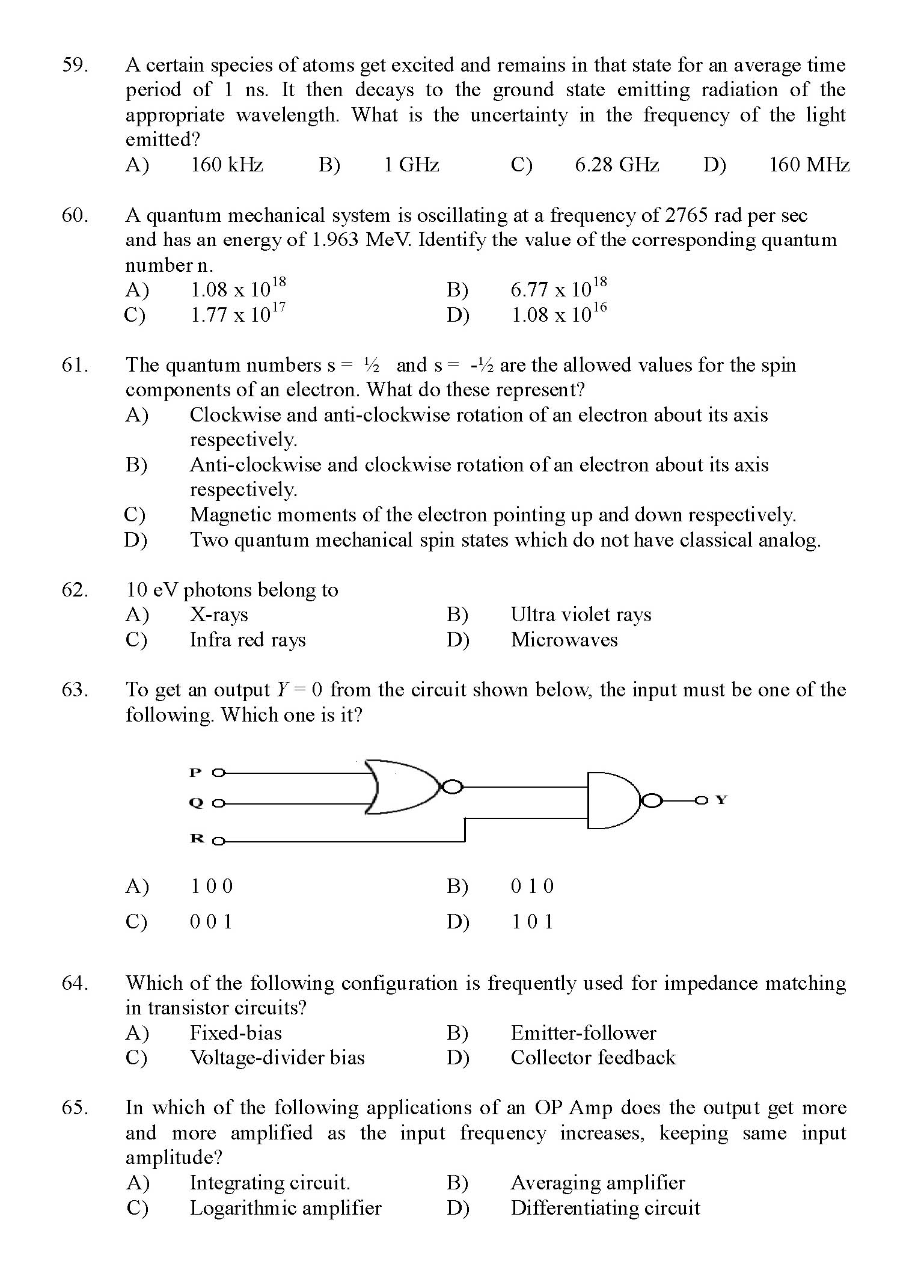 Kerala SET Physics Exam 2016 Question Code 16124 A 9