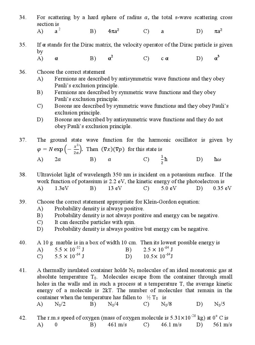 Kerala SET Physics Exam 2016 Question Code 16624 A 5