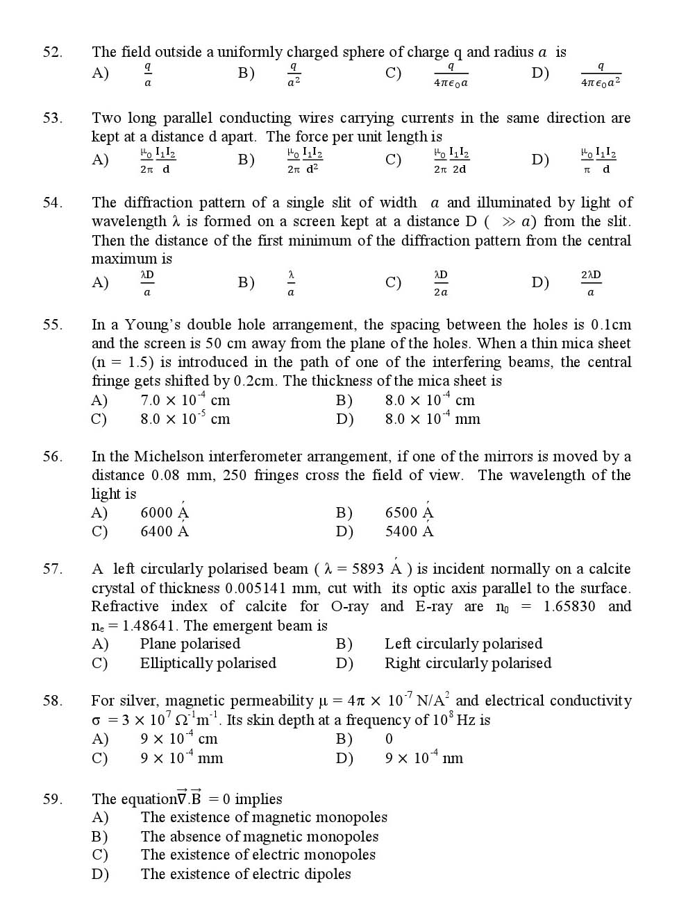Kerala SET Physics Exam 2016 Question Code 16624 A 7