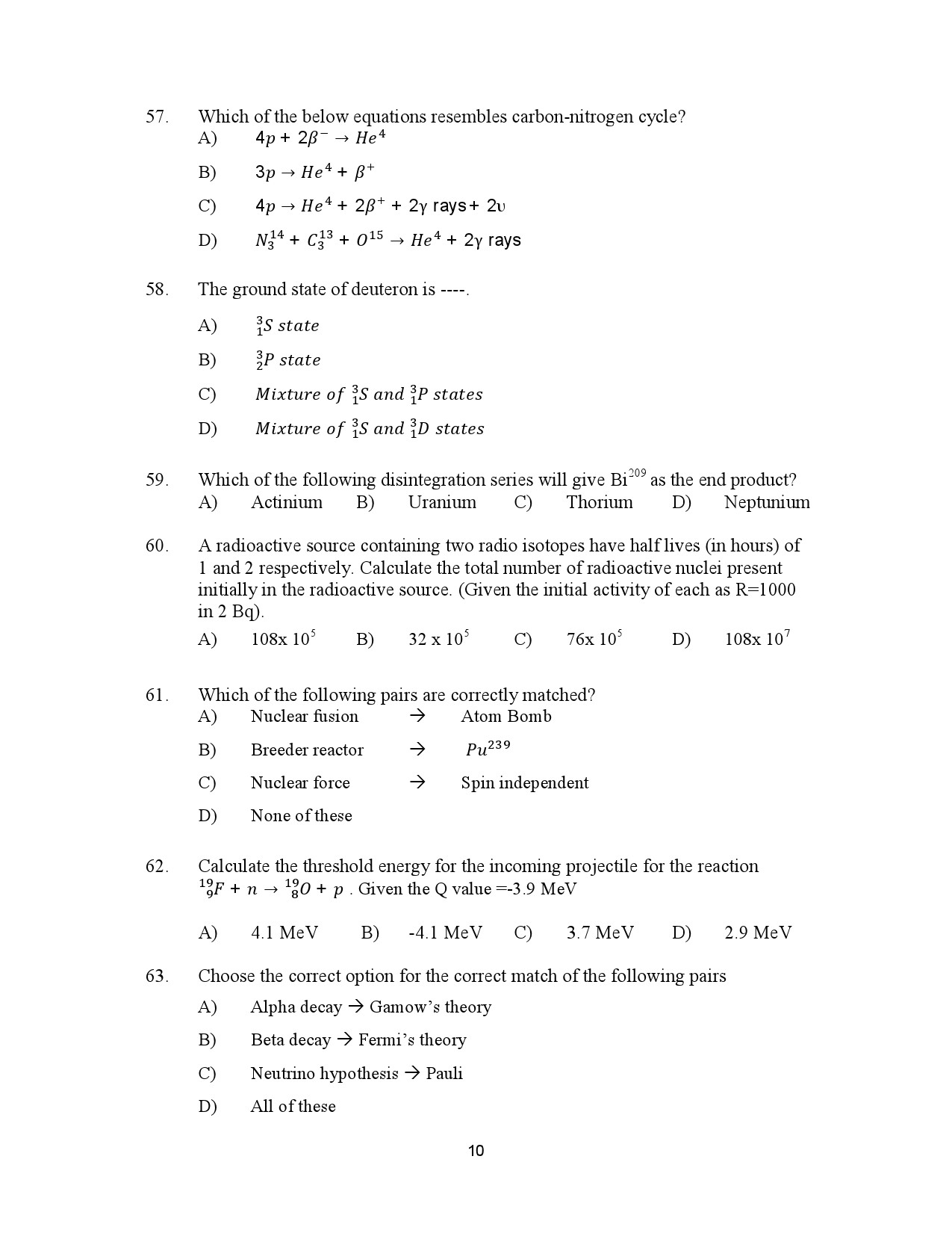 Kerala SET Physics Exam Question Paper January 2023 10