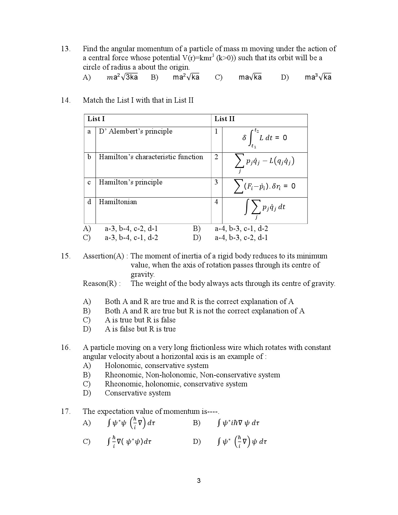 Kerala SET Physics Exam Question Paper January 2023 3