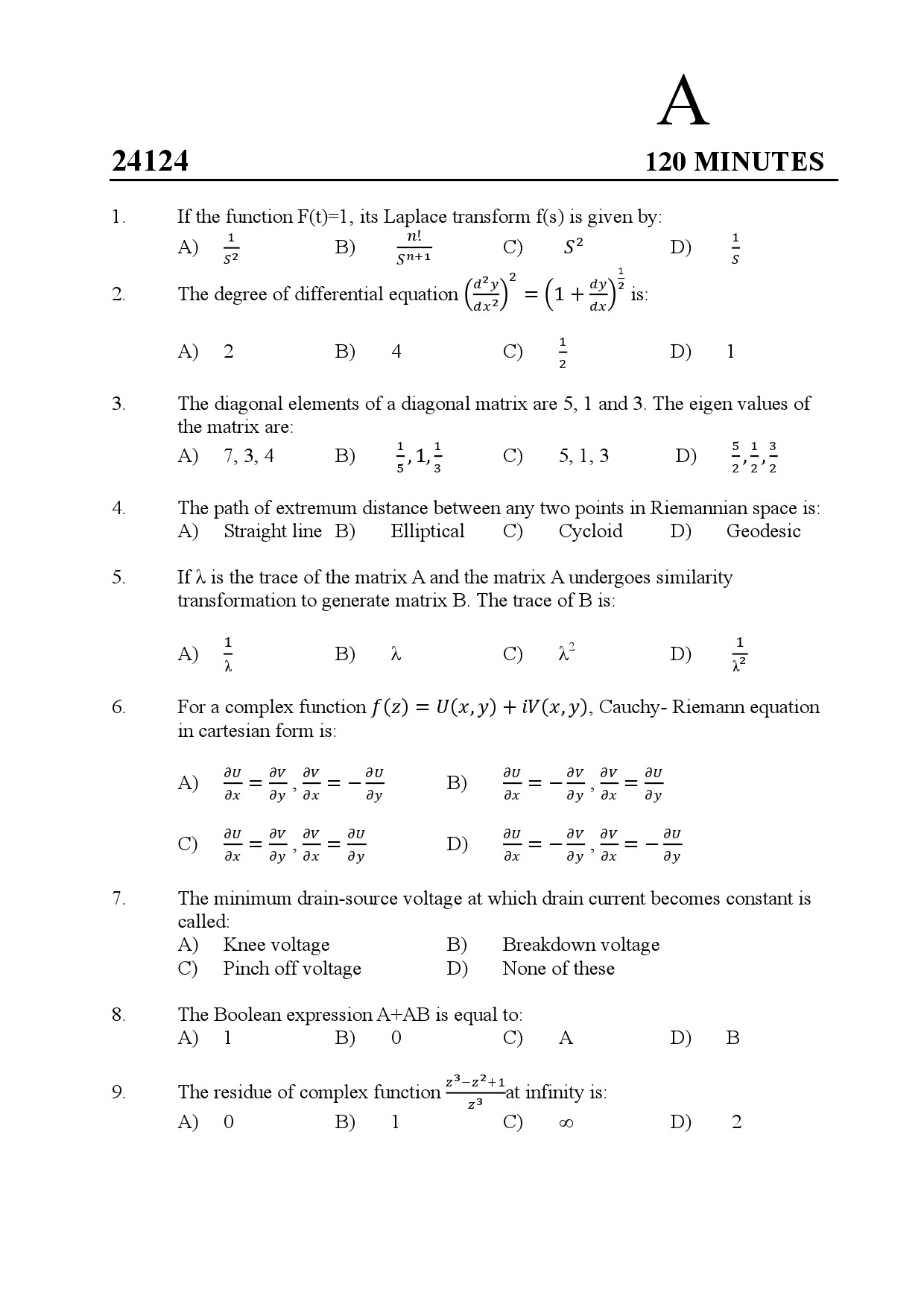 Kerala SET Physics Exam Question Paper January 2024 1