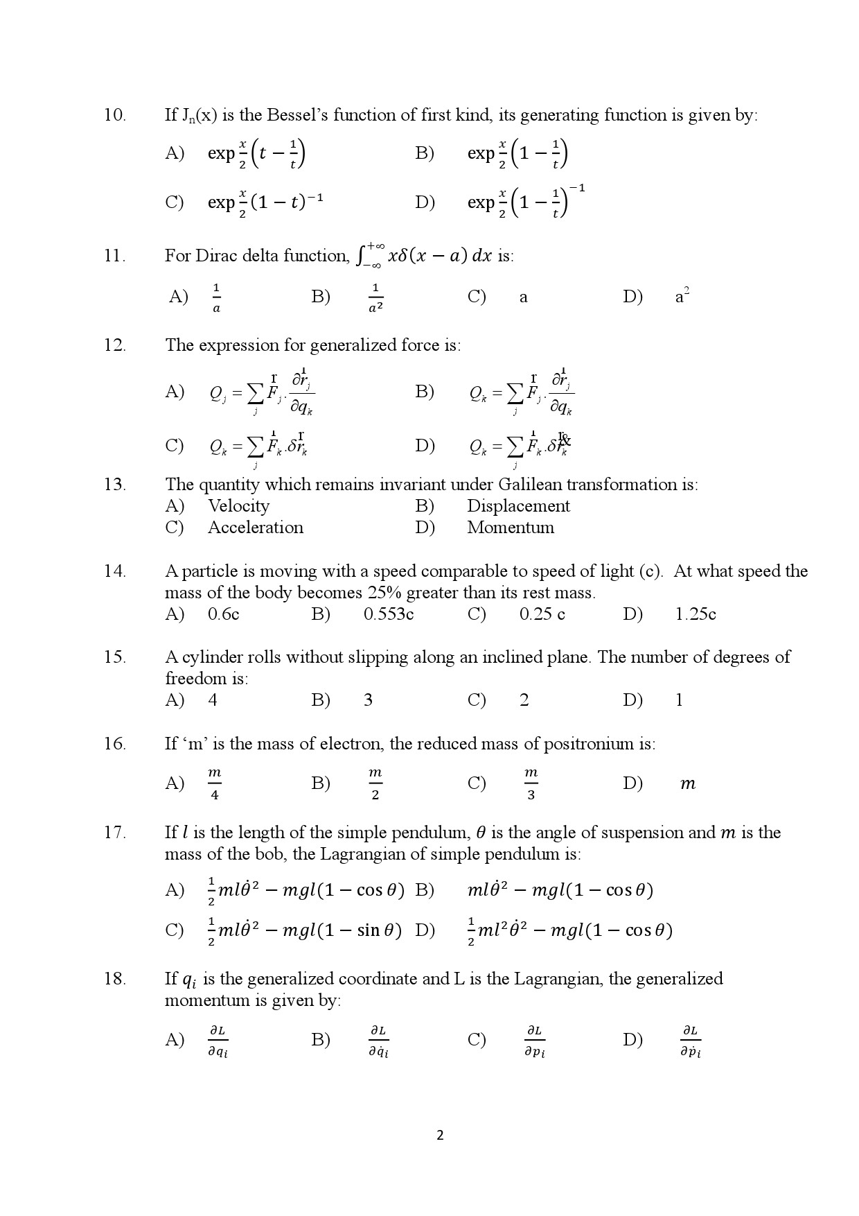 Kerala SET Physics Exam Question Paper January 2024 2