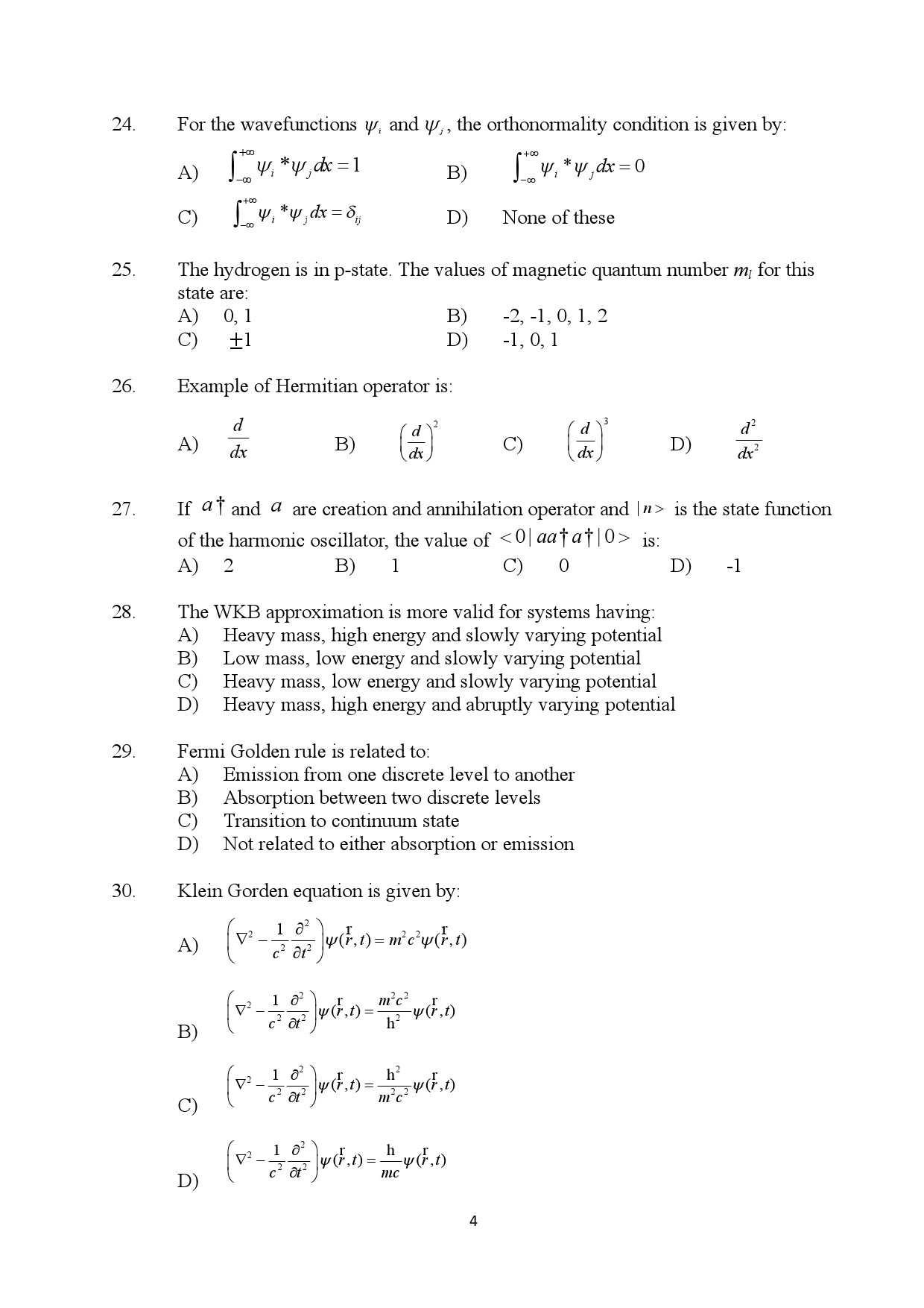 Kerala SET Physics Exam Question Paper January 2024 4