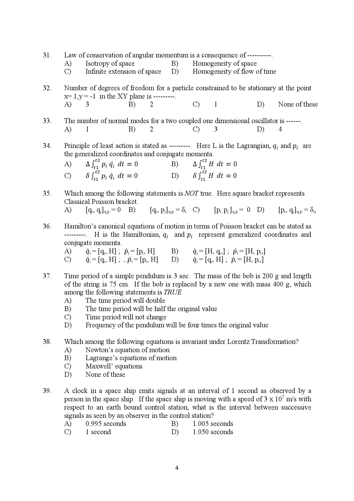 Kerala SET Physics Exam Question Paper July 2018 4