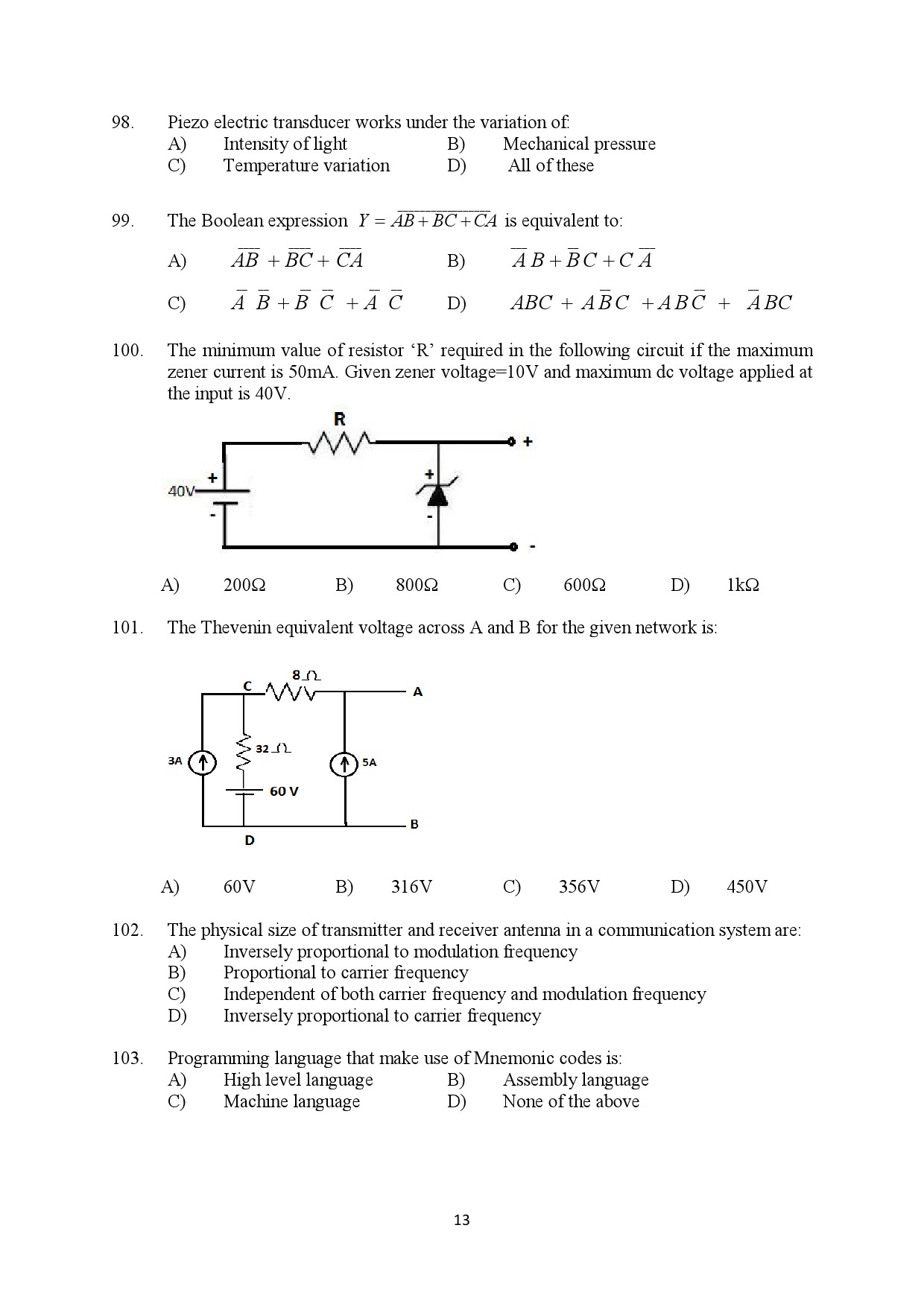 Kerala SET Physics Exam Question Paper July 2022 13