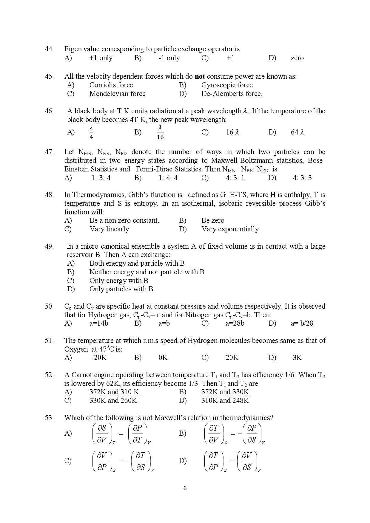 Kerala SET Physics Exam Question Paper July 2022 6