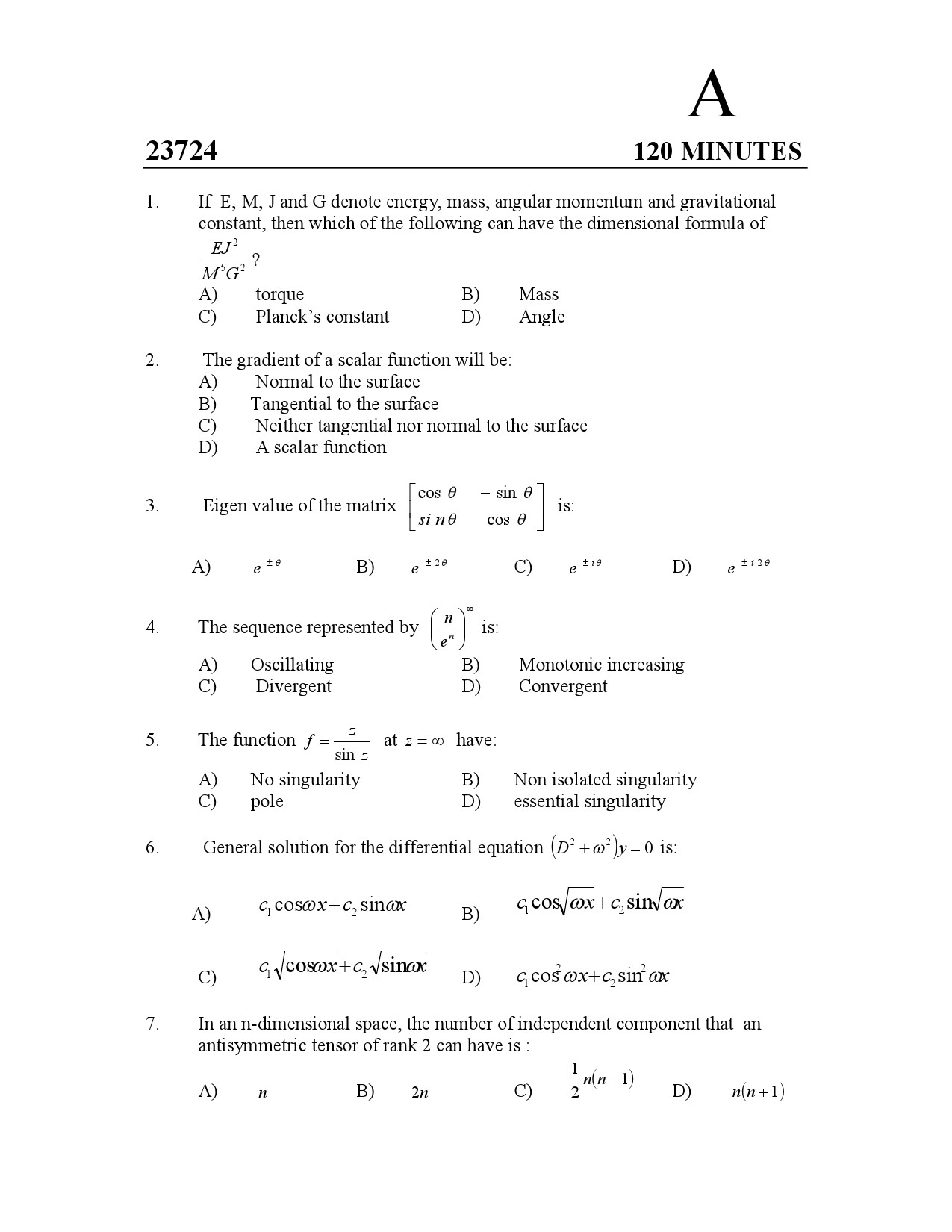 Kerala SET Physics Exam Question Paper July 2023 1