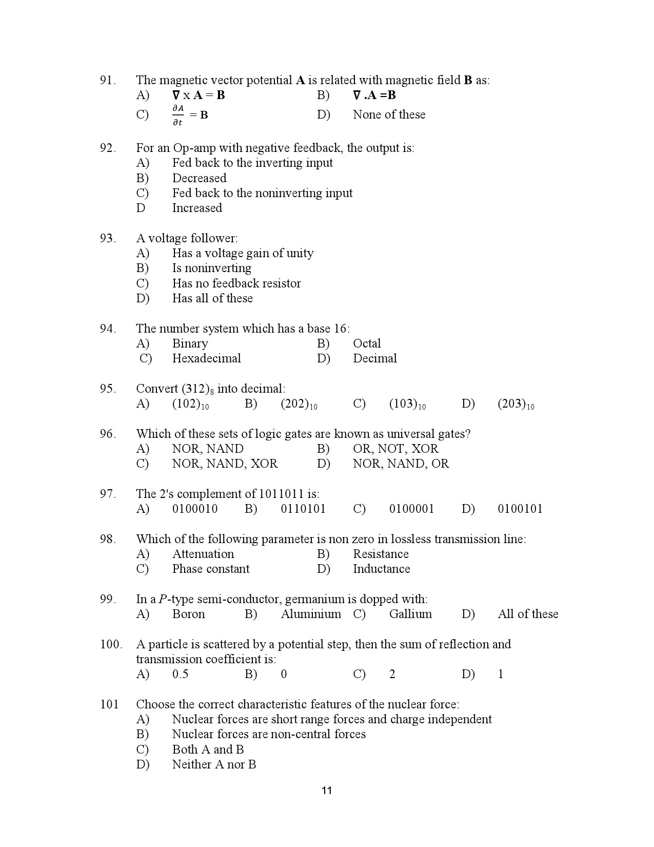 Kerala SET Physics Exam Question Paper July 2023 11