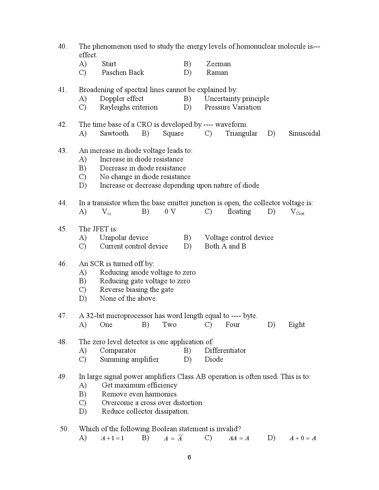 Kerala SET Physics Exam Question Paper July 2023 6