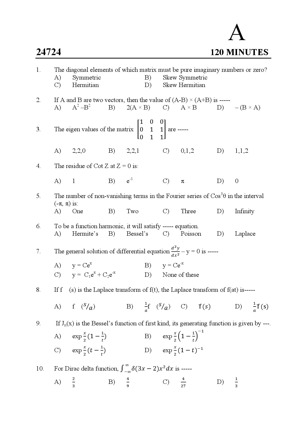 Kerala SET Physics Exam Question Paper July 2024 1