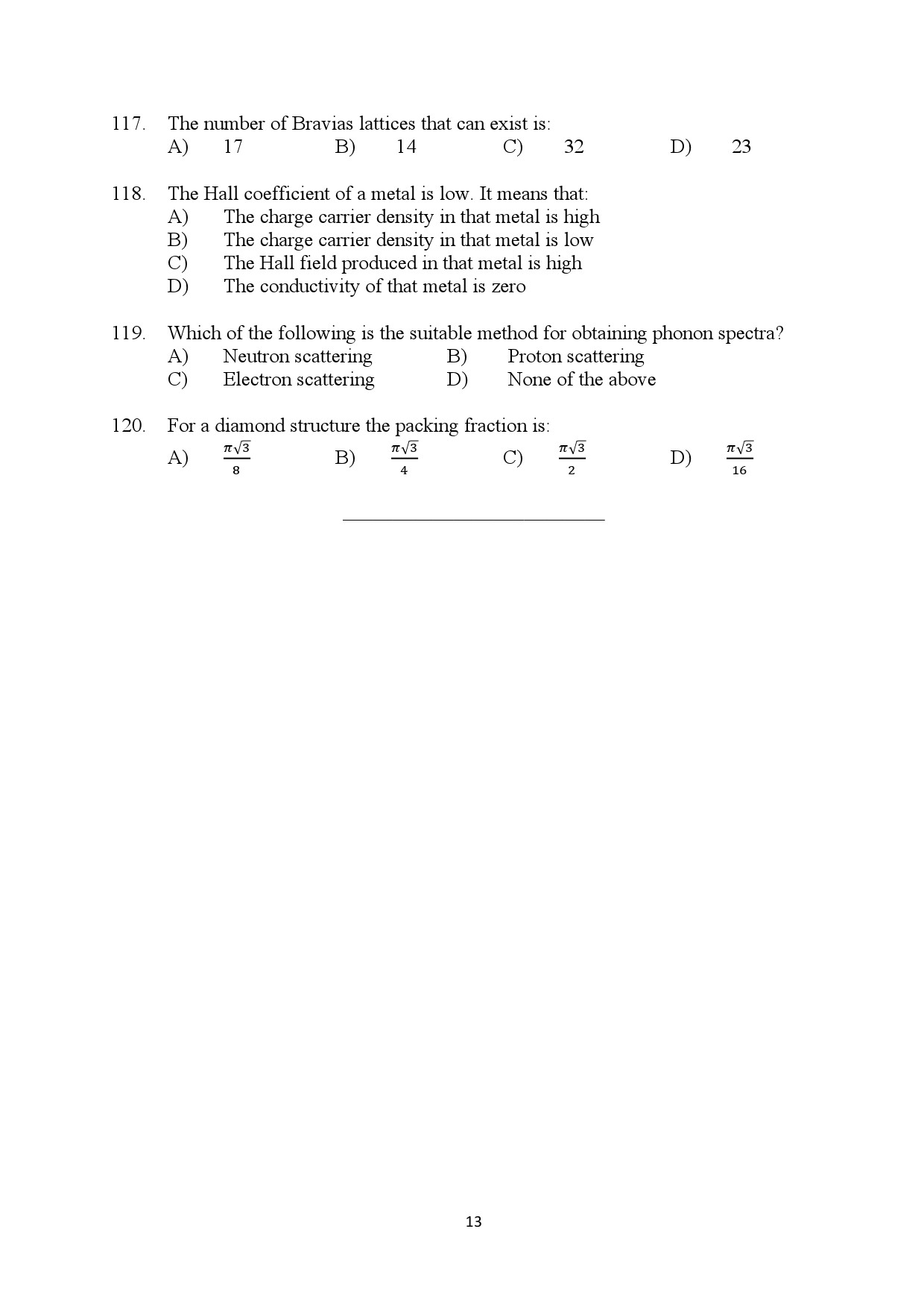 Kerala SET Physics Exam Question Paper July 2024 13