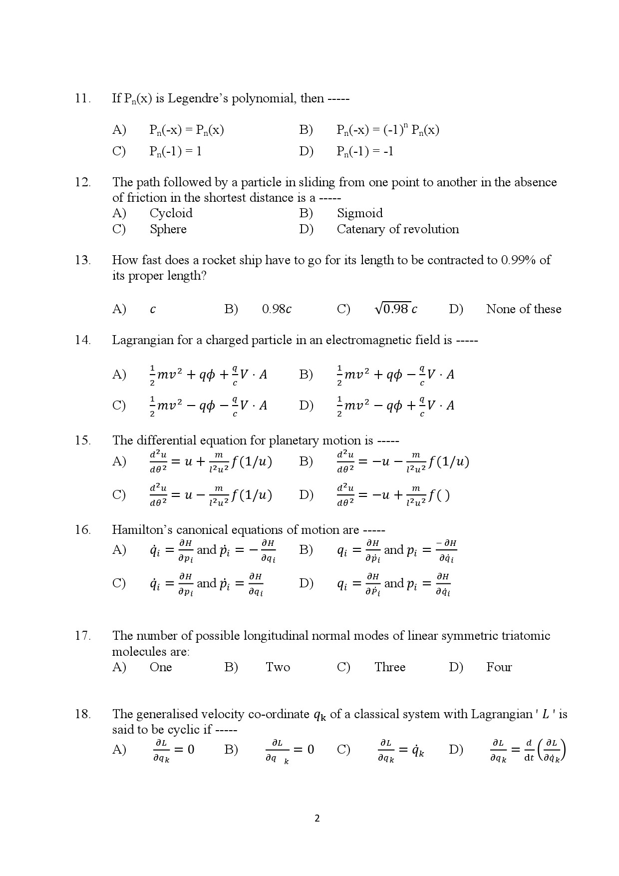 Kerala SET Physics Exam Question Paper July 2024 2