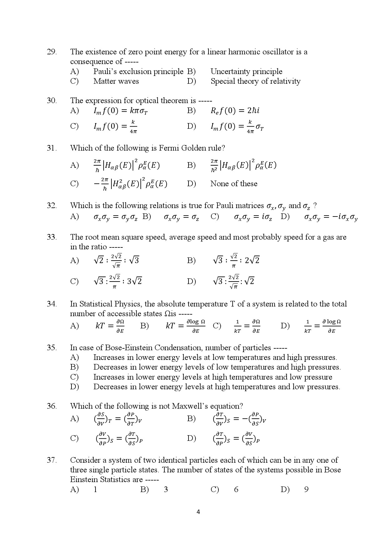 Kerala SET Physics Exam Question Paper July 2024 4