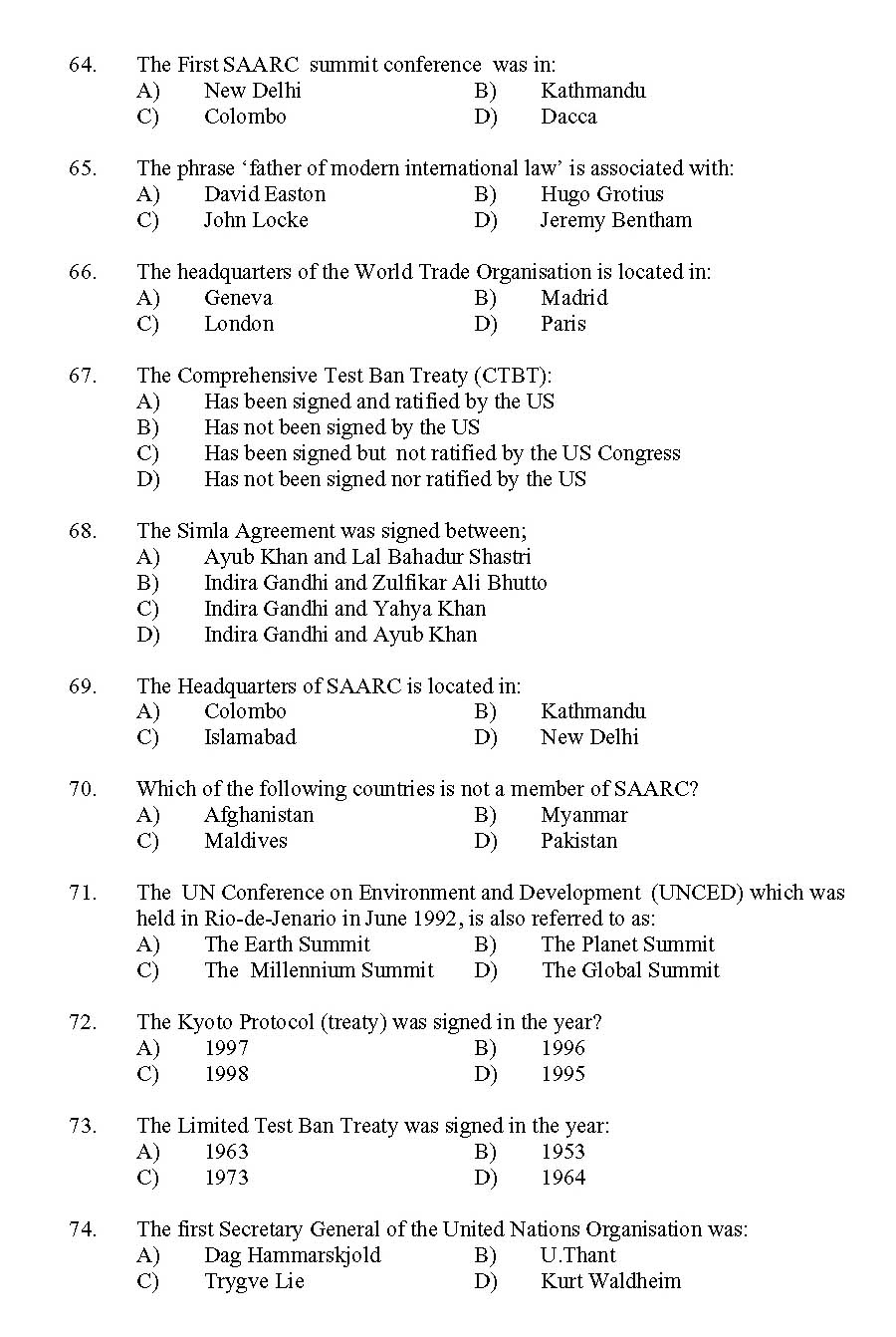 Kerala SET Political Science Exam 2011 Question Code 91125 9