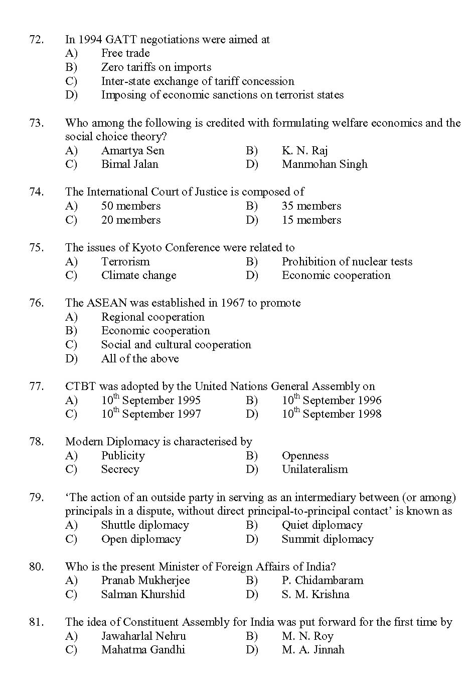 Kerala SET Political Science Exam 2013 Question Code 13625 8