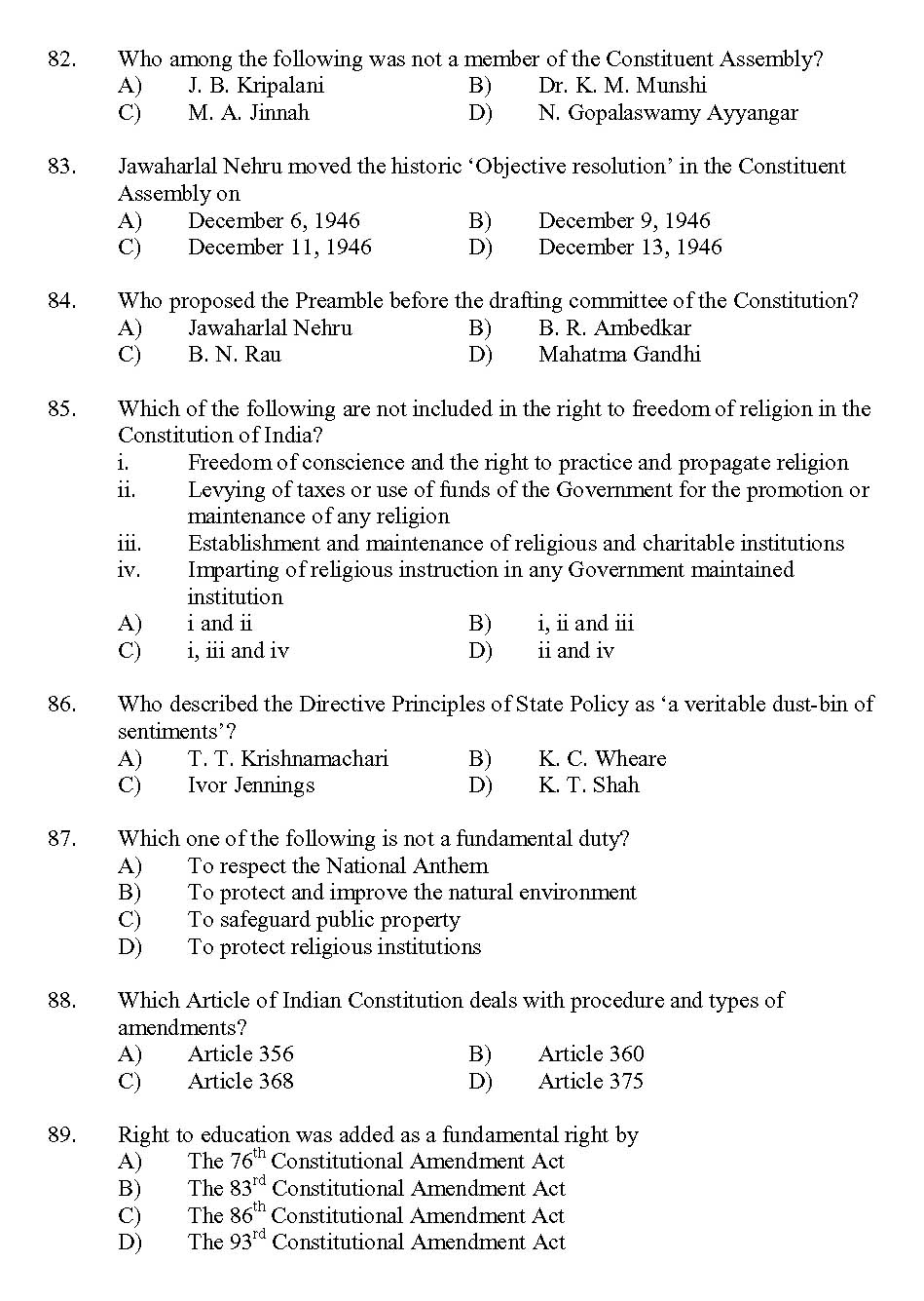 Kerala SET Political Science Exam 2013 Question Code 13625 9