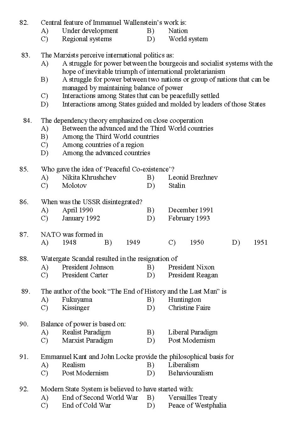 Kerala SET Political Science Exam 2014 Question Code 14225 10