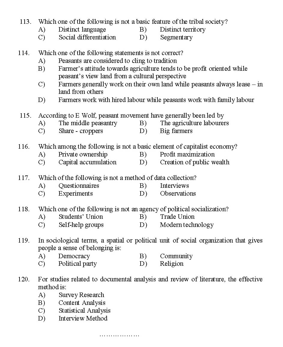 Kerala SET Political Science Exam 2014 Question Code 14225 13