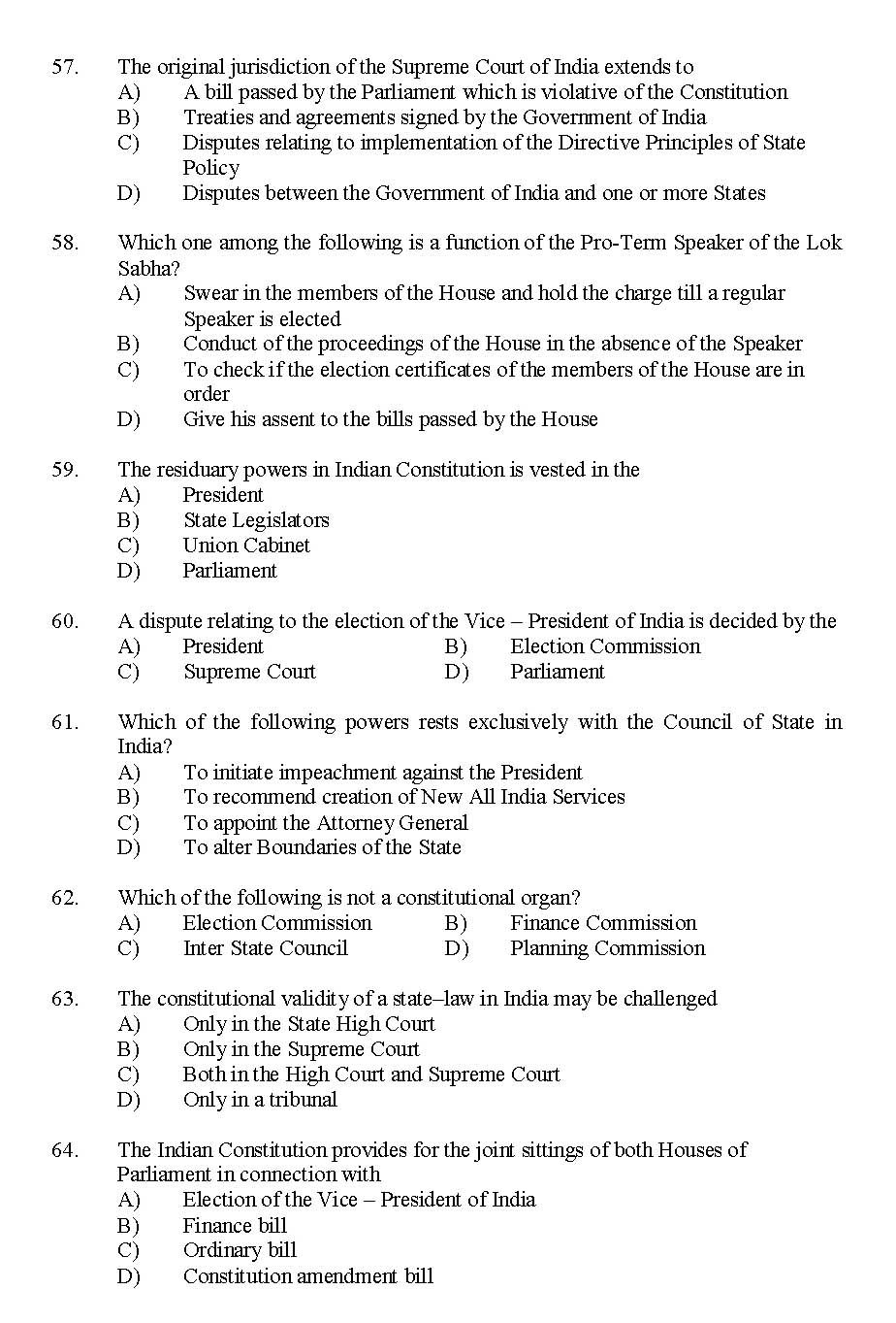 Kerala SET Political Science Exam 2014 Question Code 14225 7