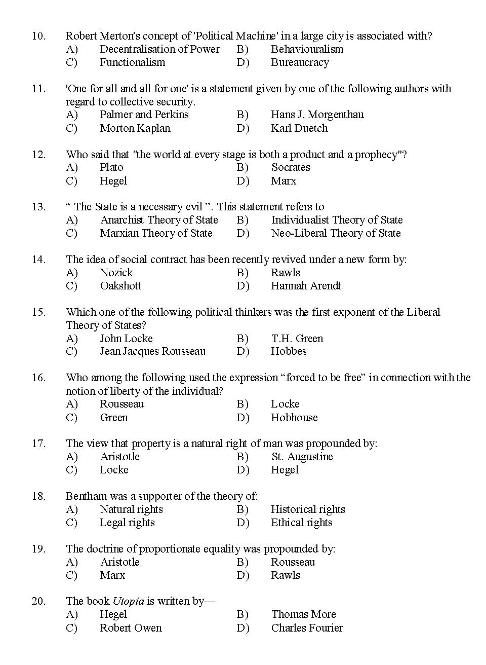 Kerala SET Political Science Exam 2015 Question Code 15625 2