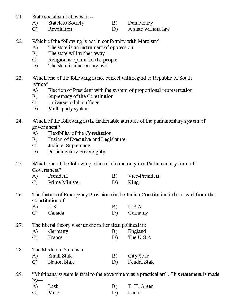 Kerala SET Political Science Exam 2015 Question Code 15625 3