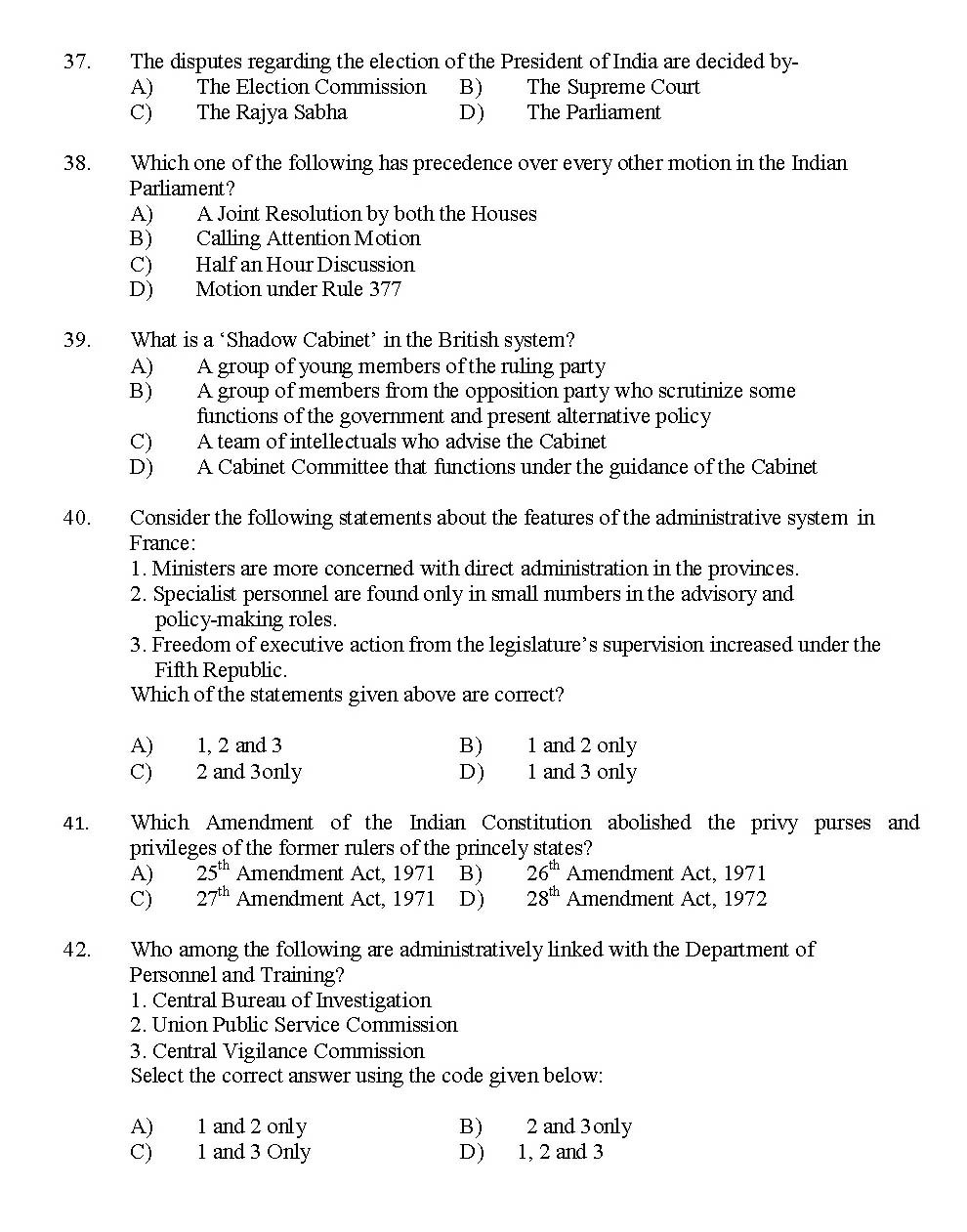 Kerala SET Political Science Exam 2015 Question Code 15625 5