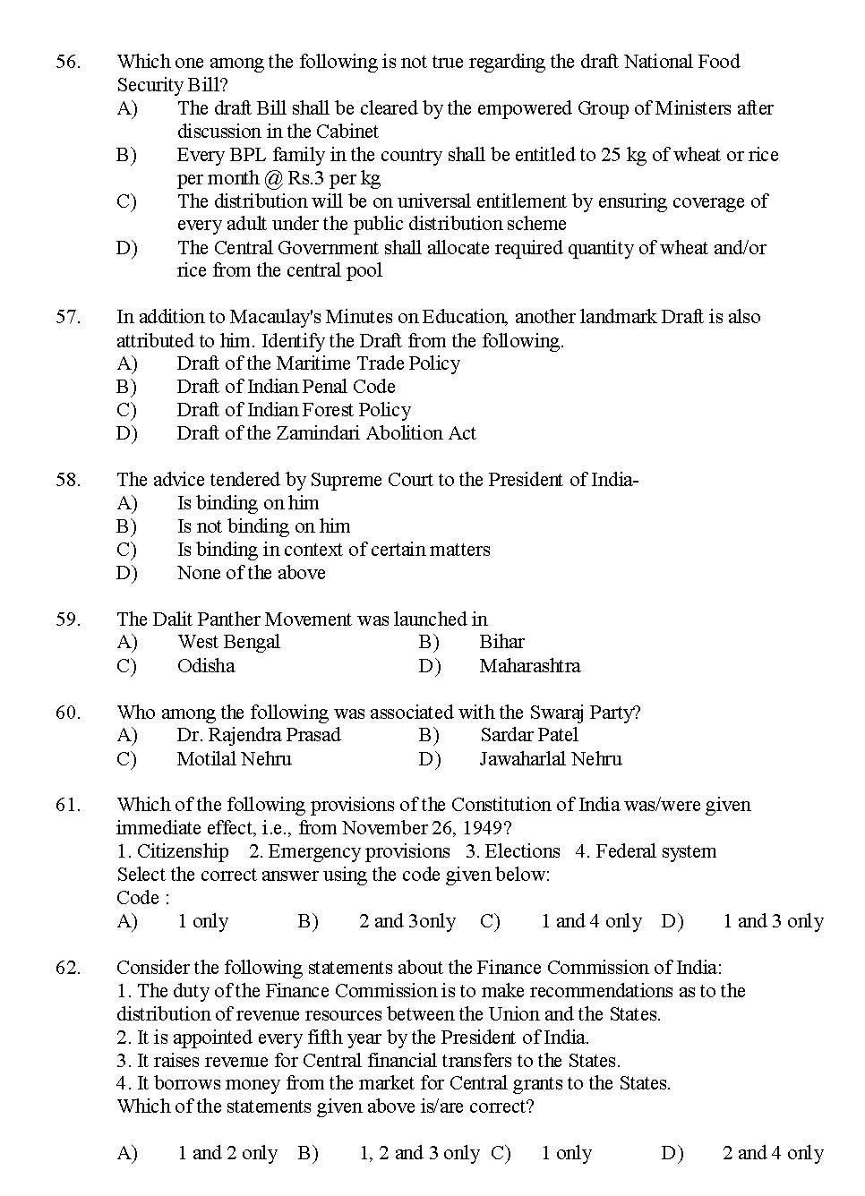 Kerala SET Political Science Exam 2015 Question Code 15625 8
