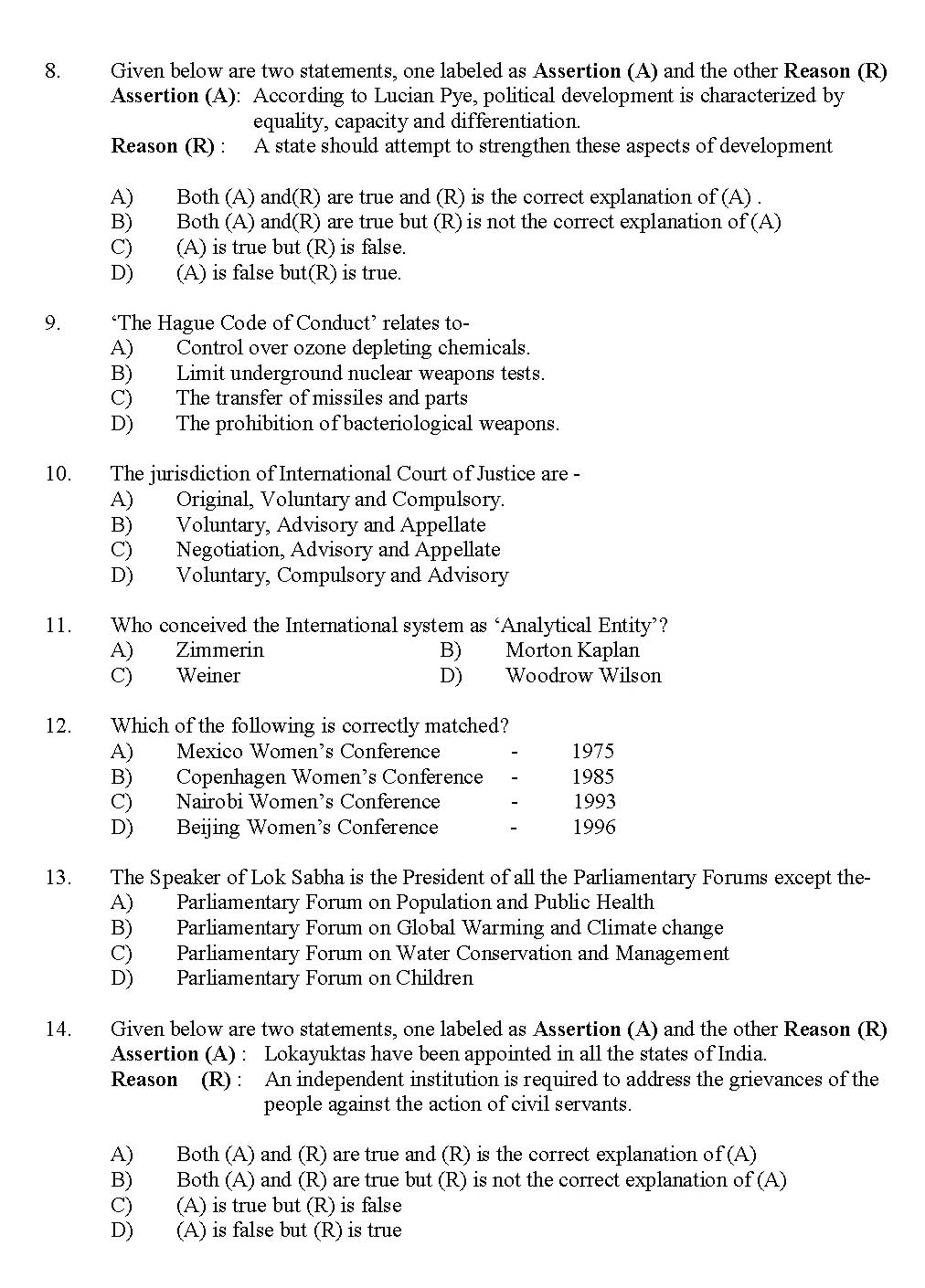 Kerala SET Political Science Exam 2017 Question Code 17225 A 2