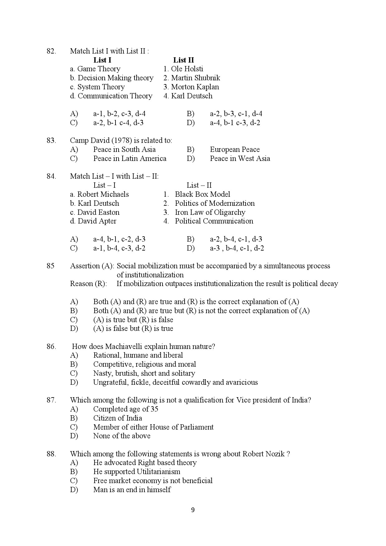 Kerala SET Political Science Exam Question Paper February 2020 9