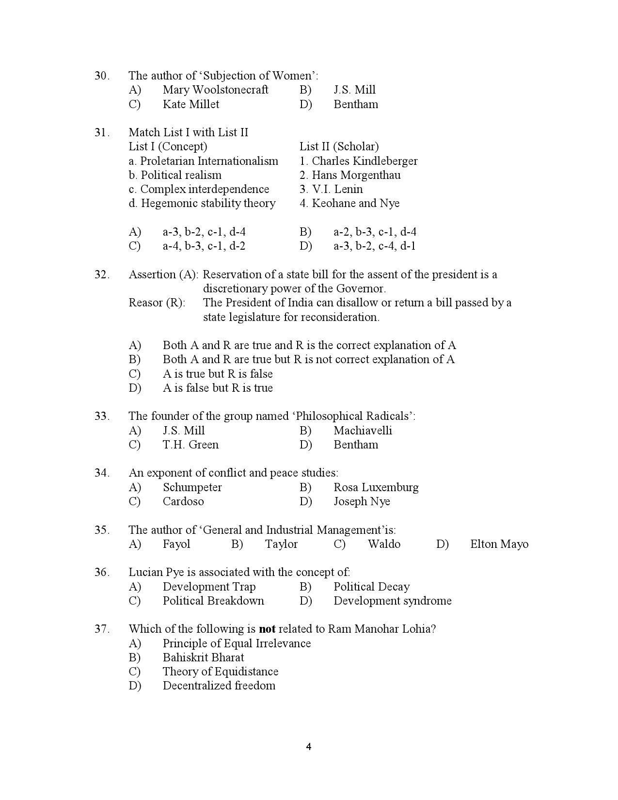 Kerala SET Political Science Exam Question Paper January 2023 4