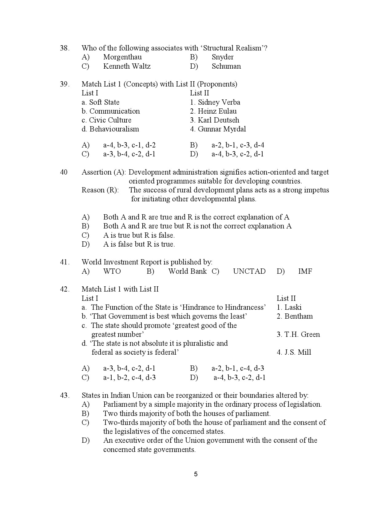 Kerala SET Political Science Exam Question Paper January 2023 5