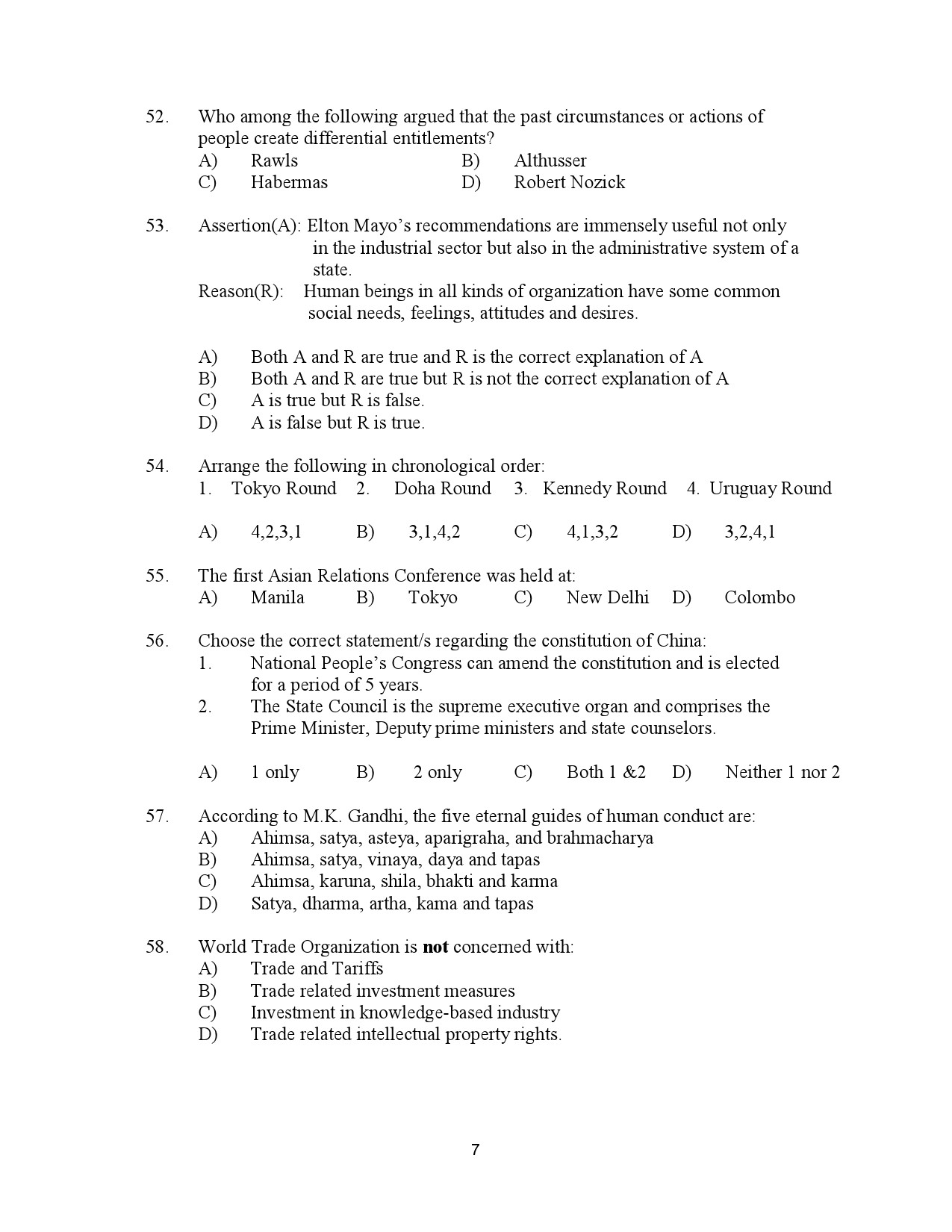 Kerala SET Political Science Exam Question Paper January 2023 7