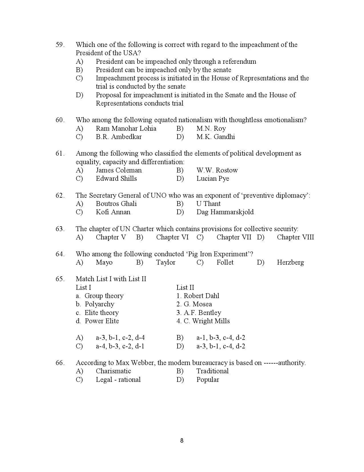 Kerala SET Political Science Exam Question Paper January 2023 8