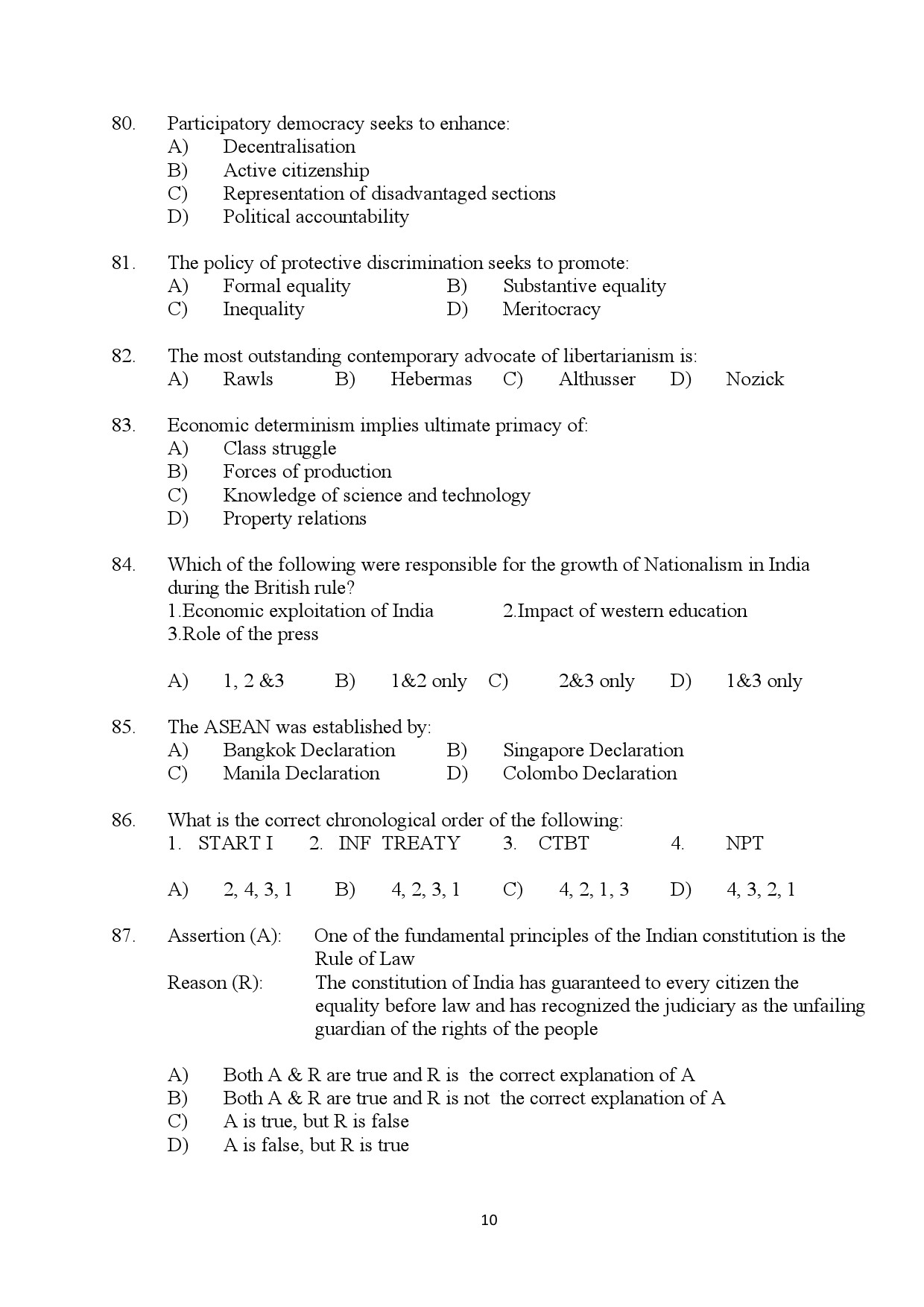 Kerala SET Political Science Exam Question Paper January 2024 10