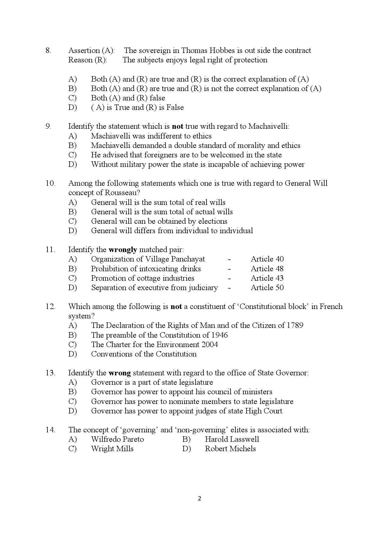 Kerala SET Political Science Exam Question Paper January 2024 2