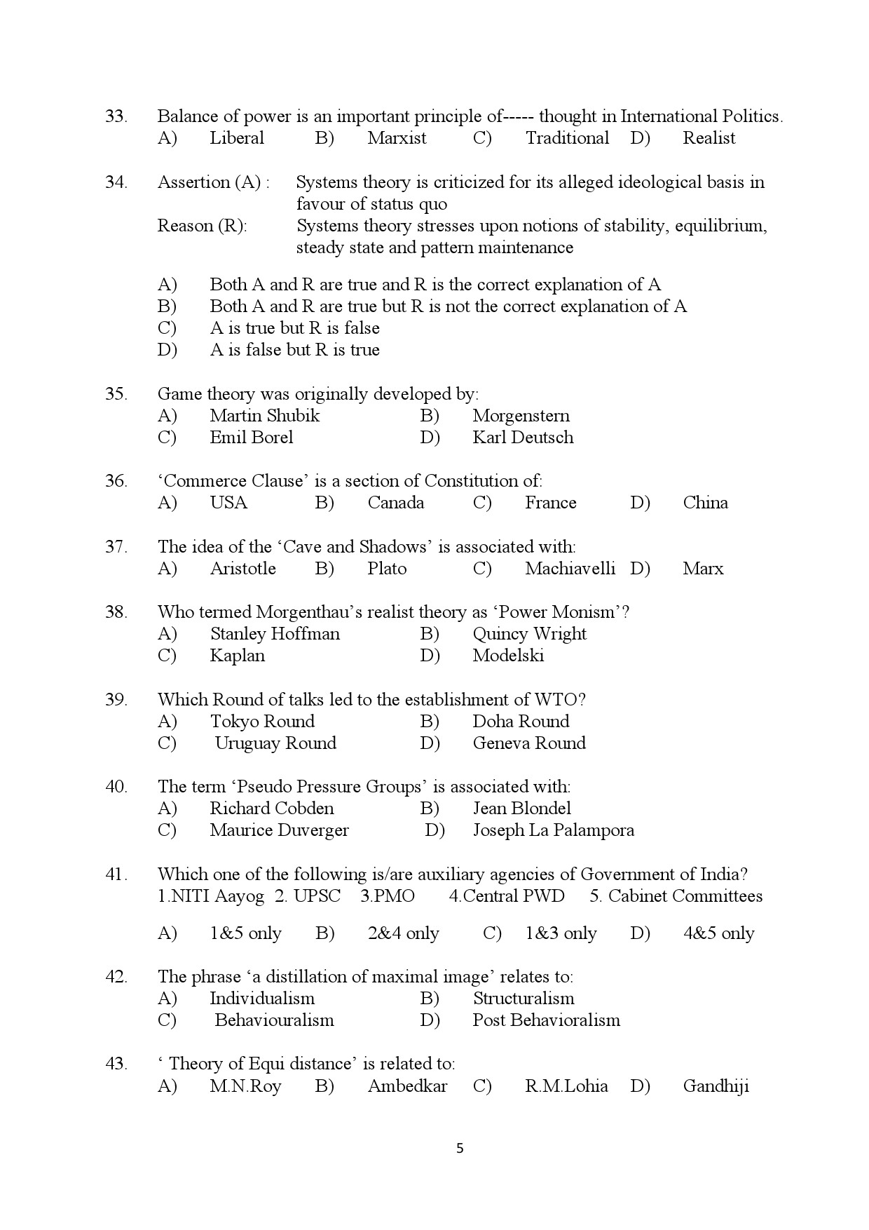 Kerala SET Political Science Exam Question Paper January 2024 5