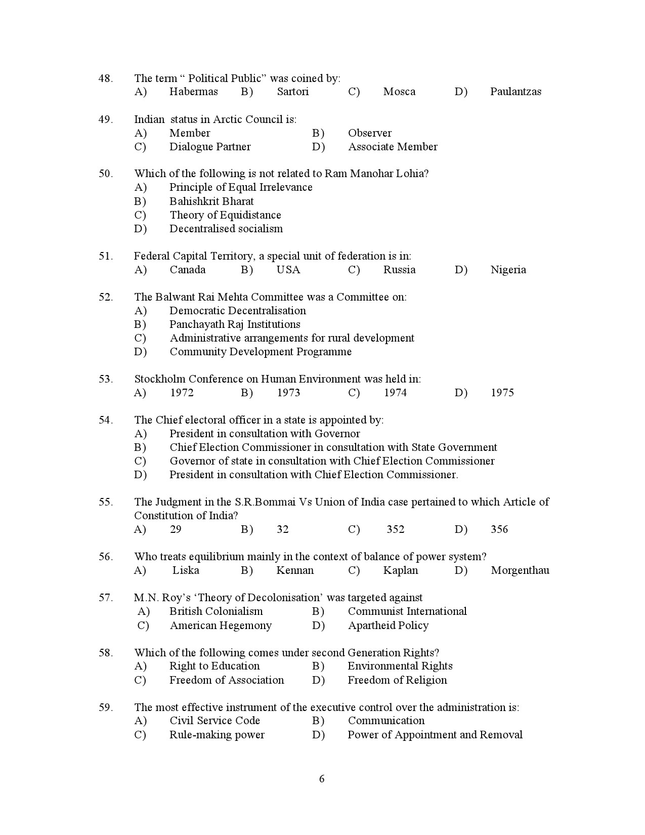 Kerala SET Political Science Exam Question Paper July 2021 6