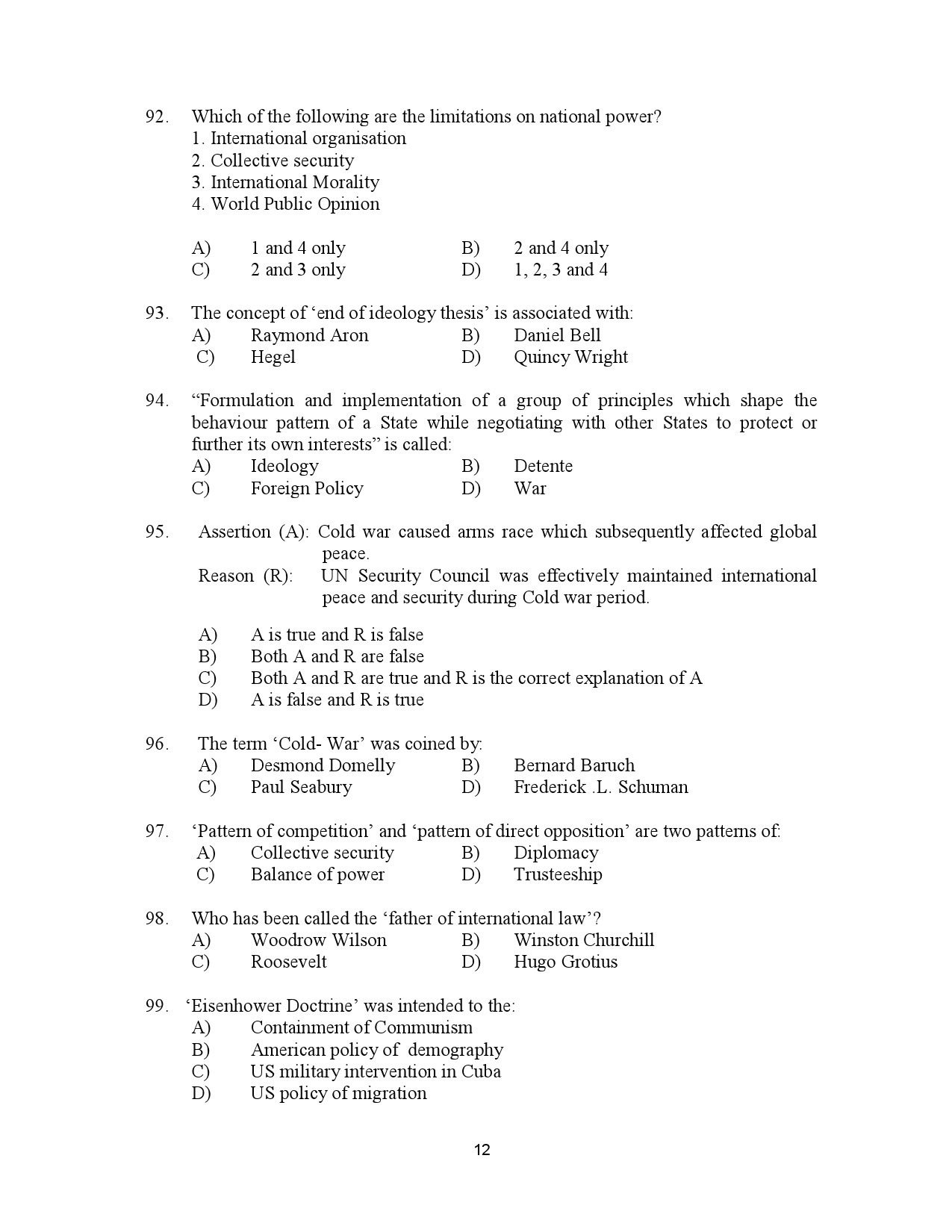 Kerala SET Political Science Exam Question Paper July 2023 12